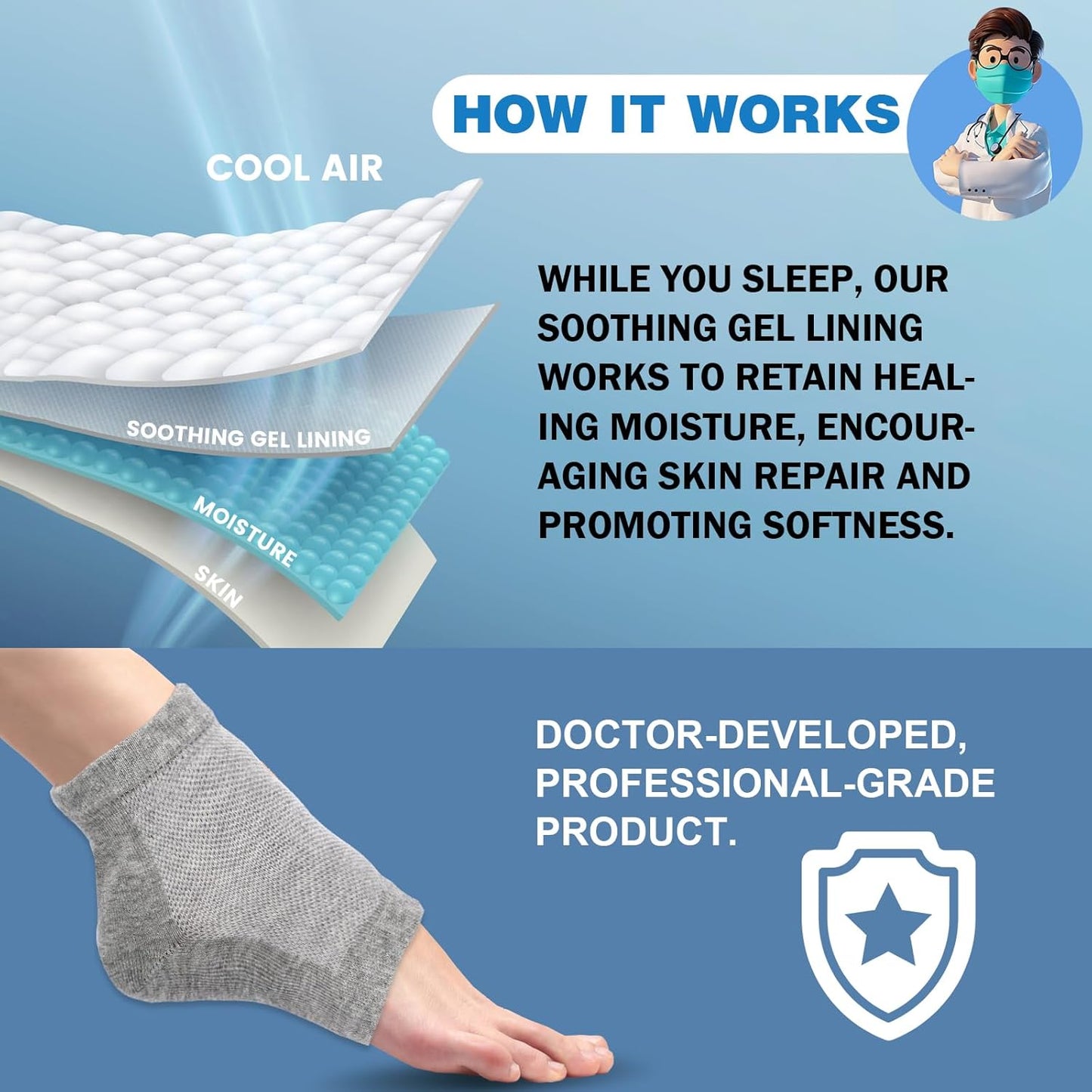 6 Pairs Moisturizing Heel Socks for Cracked Heel Treatment, Foot Care Toeless Socks to Soften and Hydrate Dry Cracked Feet Heels, Cracked Heel Repair Socks, Gel Socks for Dry Cracked Feet