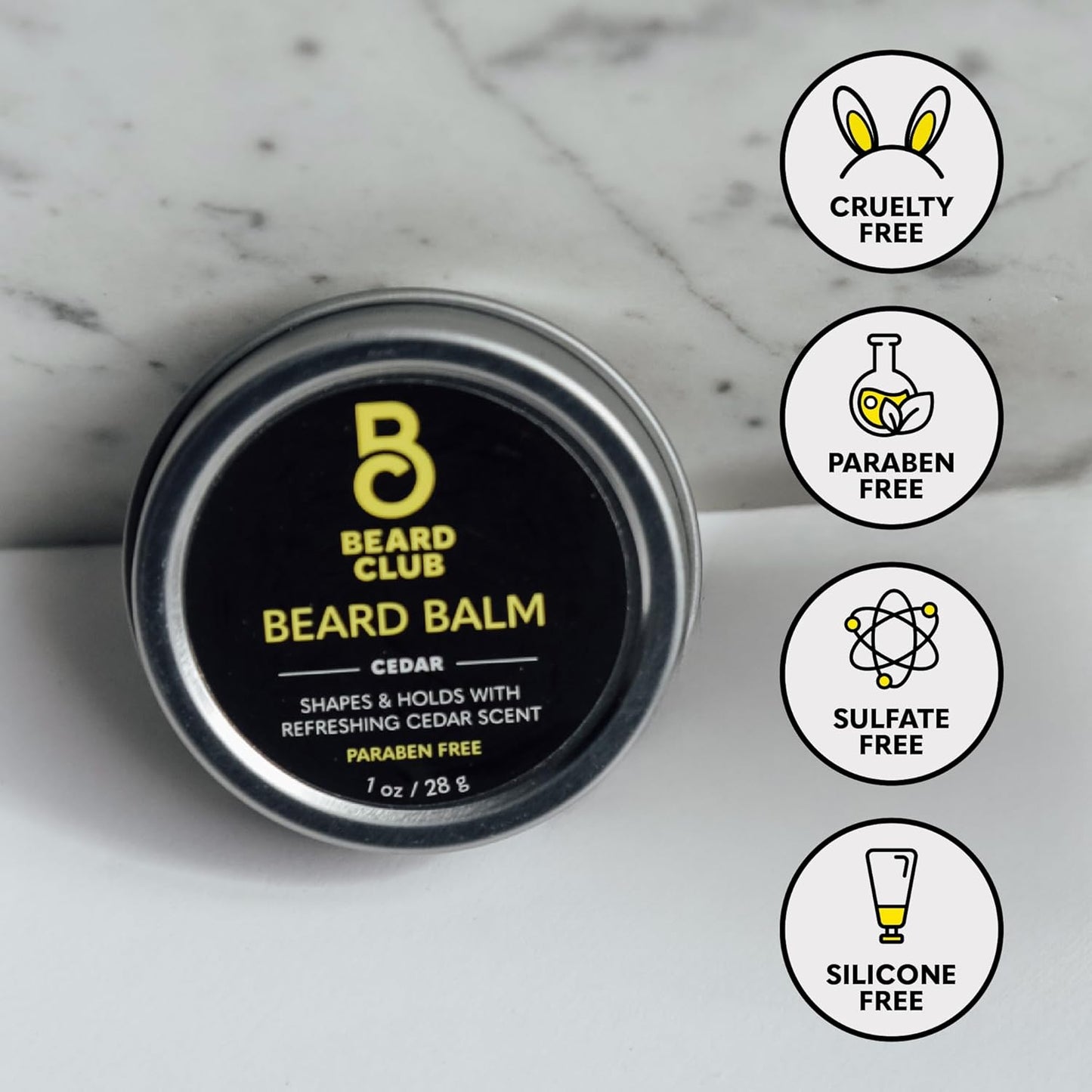 The Beard Club Cedar Beard Butter - Men's Styling Balm, Softener, Moisturizer, and Leave-In Conditioner - Beard Wax - 2oz