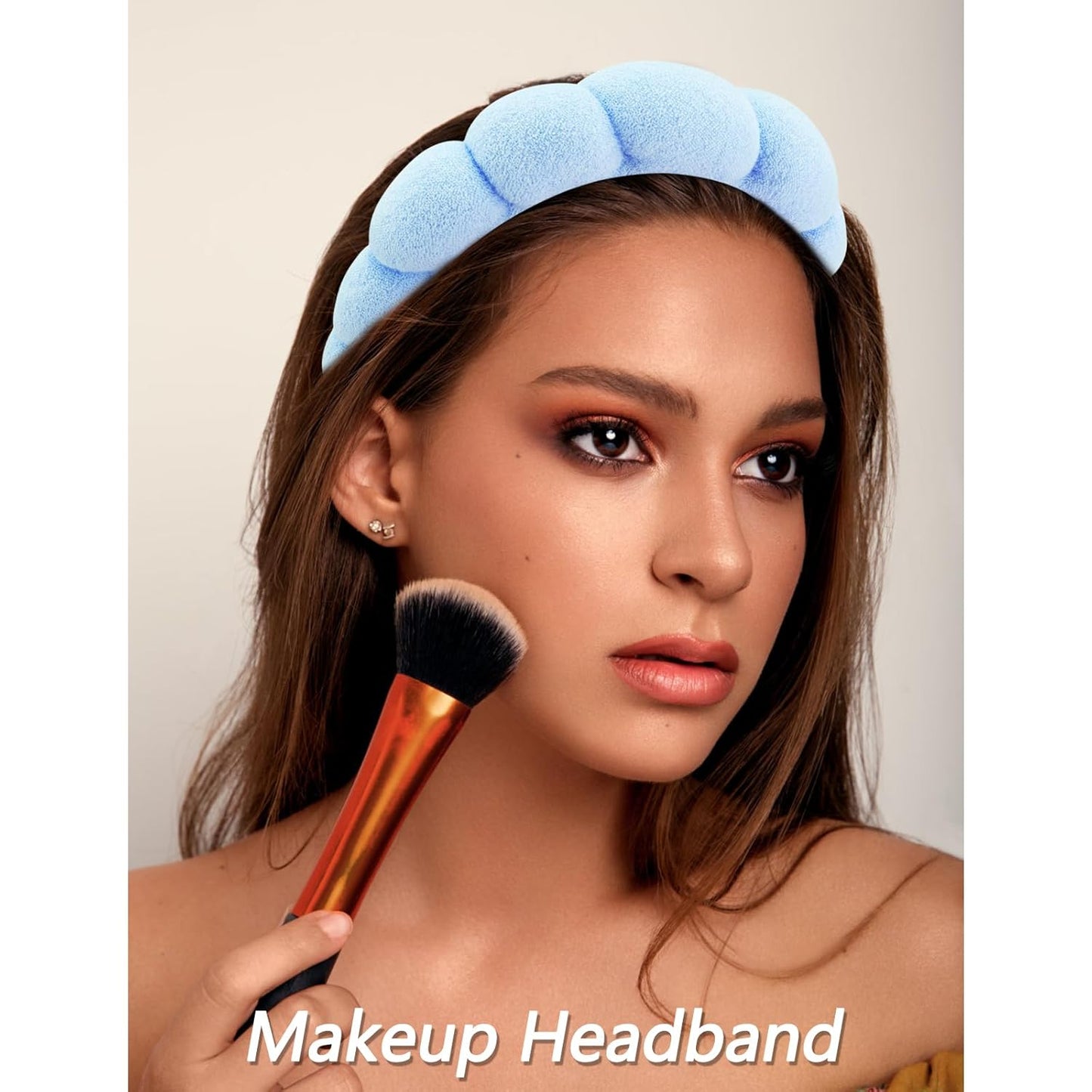 VELSCRUN Spa Headband, Makeup Face Wash Skincare Headbands, 5 Pcs Sponge Get Ready Snail Hairband Facial Wristband Hair Clip Set, Stuff for Teen Girls Women Trendy Hair Accessories Blue