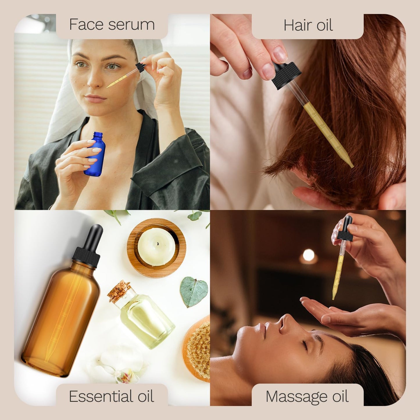 6 Pack, 4 oz Dark Amber & Blue Dropper Bottles with Measured Dropper, Glass Eye Dropper Bottle for Essential Oils with Funnel, Labels & Pipette, Droppers for Oils (Unbreakable Plastic Eye Dropper)