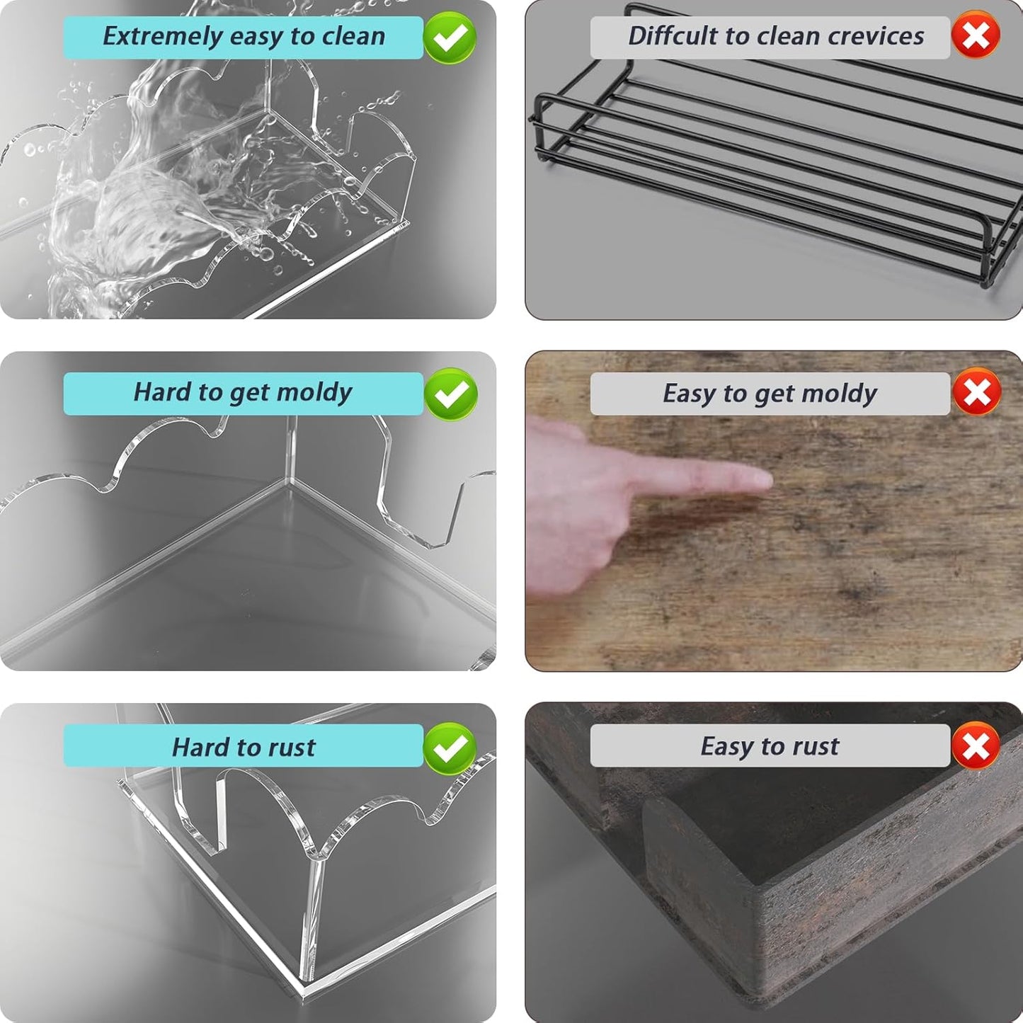 Napkin Holder for Table, Scalloped Acrylic Guest Towel Holder for Bathroom, Clear Waterproof Disposable Paper Hand Towels Lucite Tray for Kitchen Buffet Napkin Caddy for Home Restaurant Party