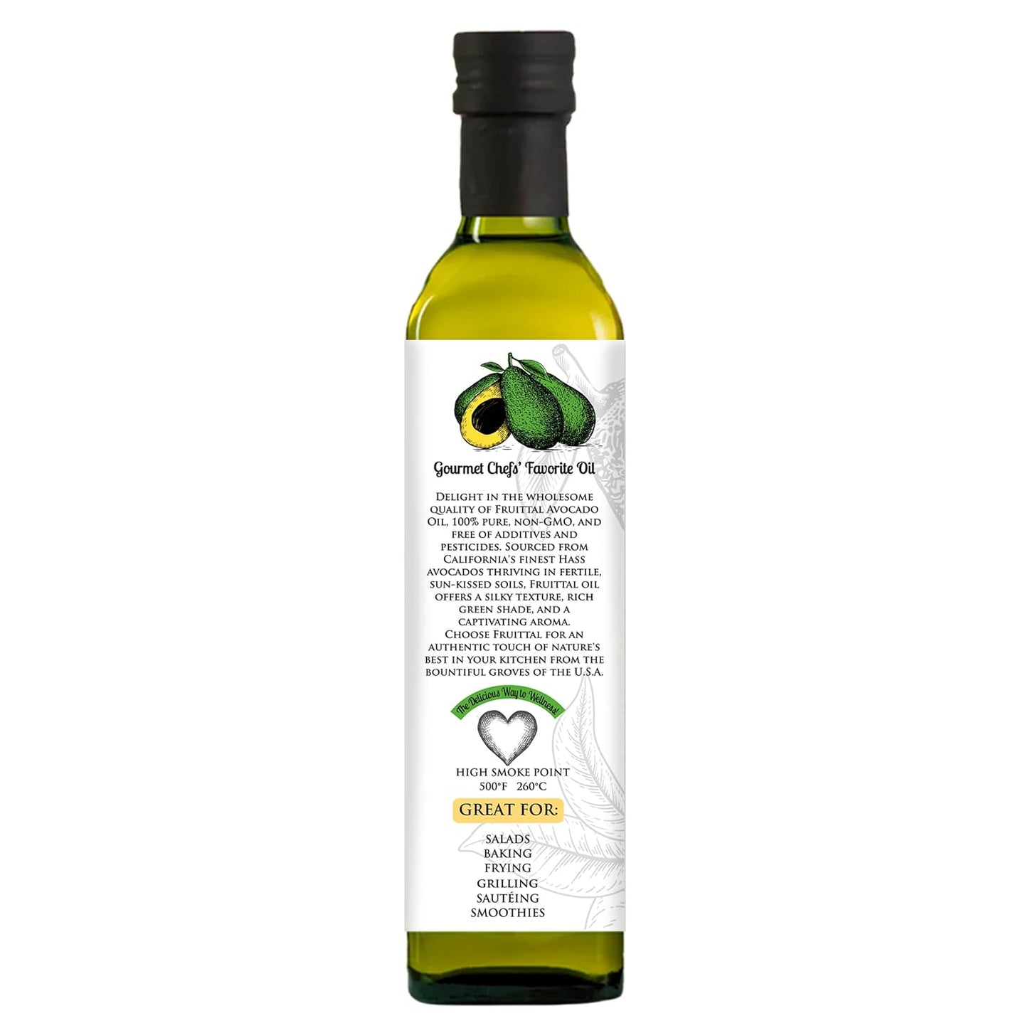 Fruittal Garlic-Infused Avocado Oil – 100% Pure, Made in the USA, and Rich in Health Benefits (16.9 Oz)
