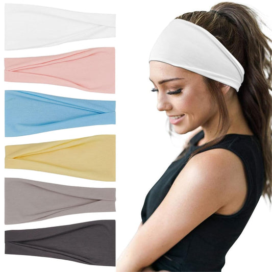Fashion Headbands For Women Wide Headband Yoga Workout Head Bands Hair Accessories Band 6 Pack