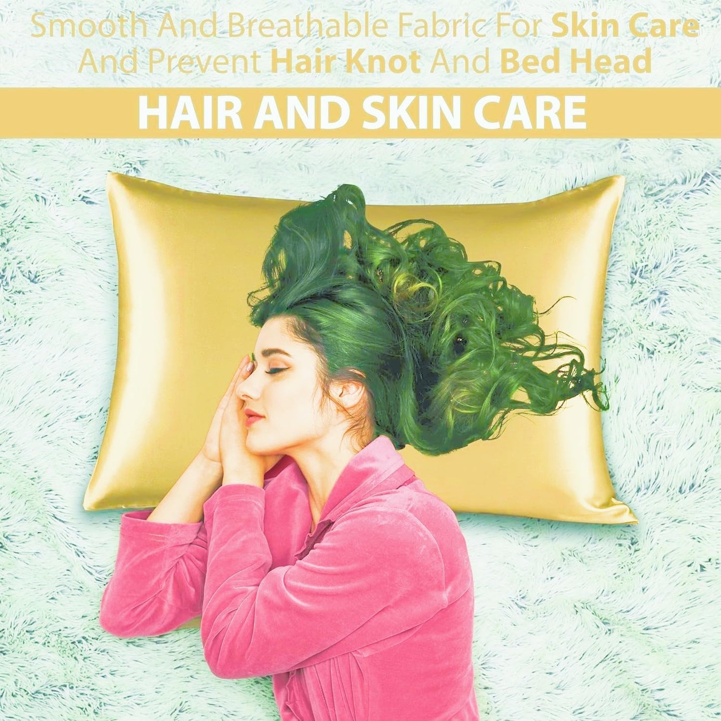 Satin Silk Pillowcase for Hair and Skin, Black Pillow Cases Standard Size Set of 4 Pack Super Soft Pillow Case with Zipper Closure (Champange, Standard(4 Pack))