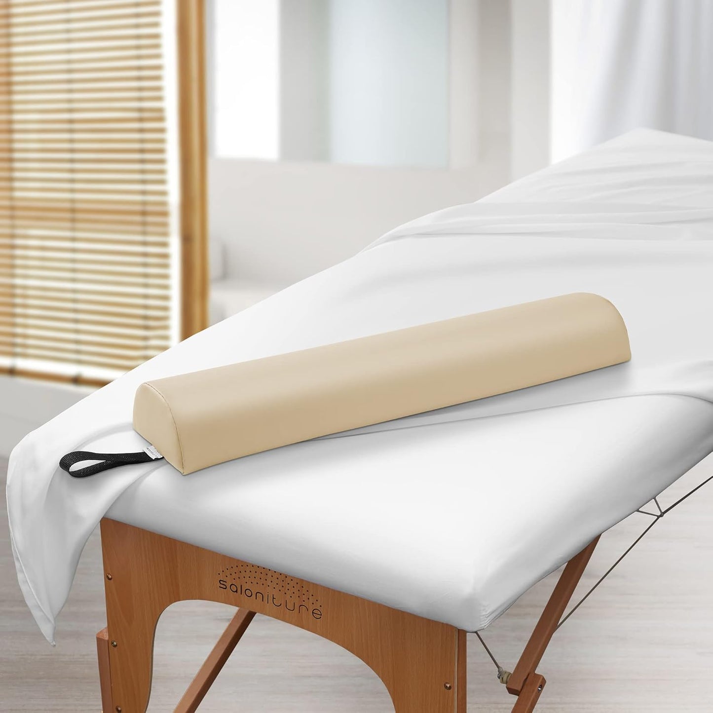 Saloniture Half Round Massage Table Bolster Pillow Pad - 26 x 6 x 3 Inch - Cream