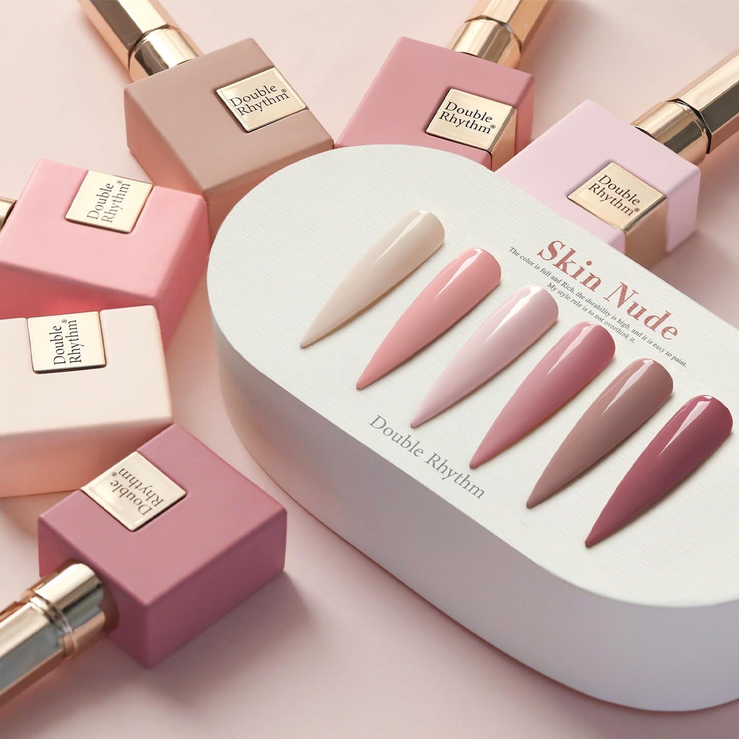 Double Rhythm 6 Pcs 15 ML Gel Polish Set Same Color Same Bottle Soak Off Gel Polish Kit Nail Art Manicure Salon DIY at Home for Women (Light Dark Nude Pink Beige-T6-17)