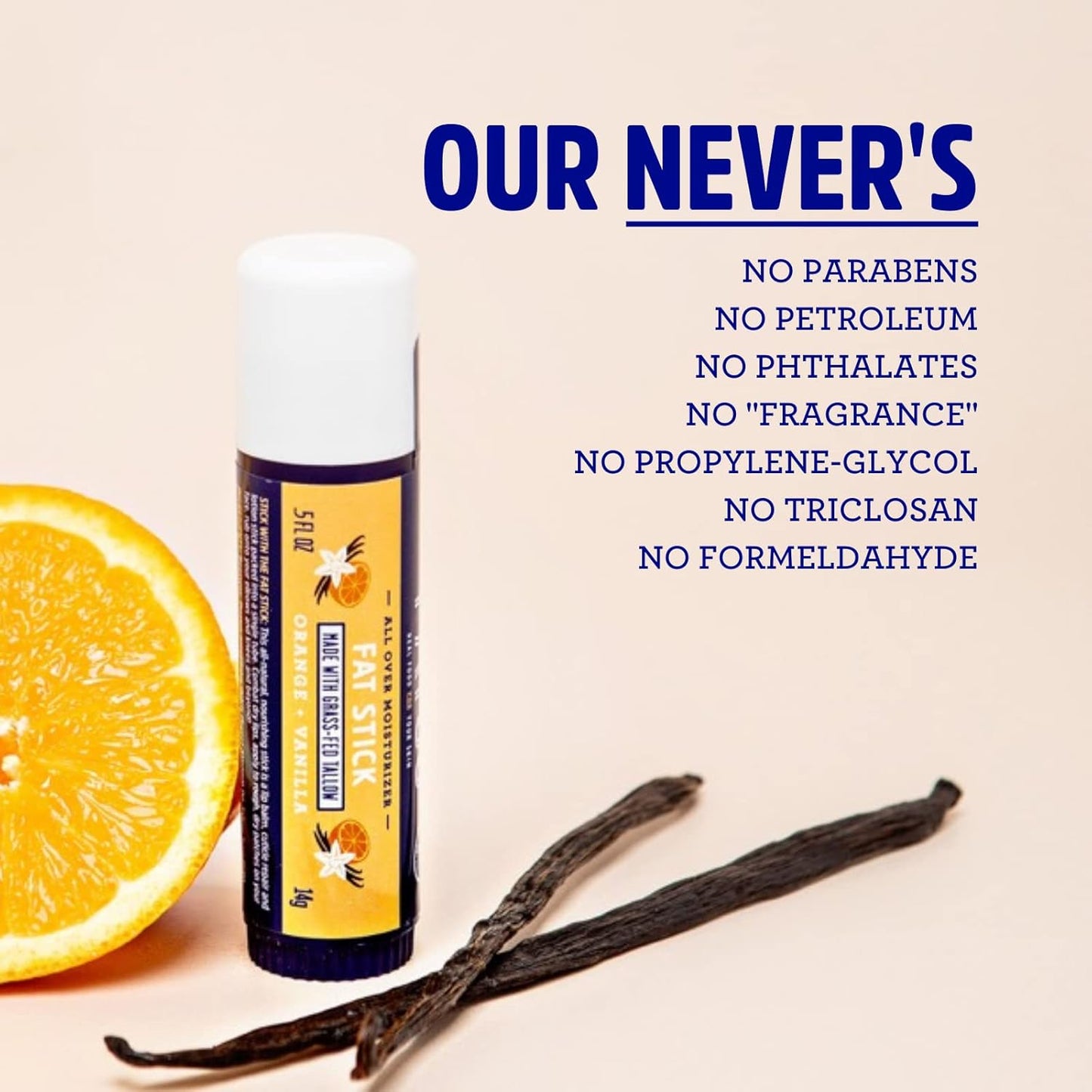 FATCO Fat Stick and All Purpose Moisturizing Stick for Dry Areas on your Face, Lips, and Body (Orange + Vanilla, 2-Pack)