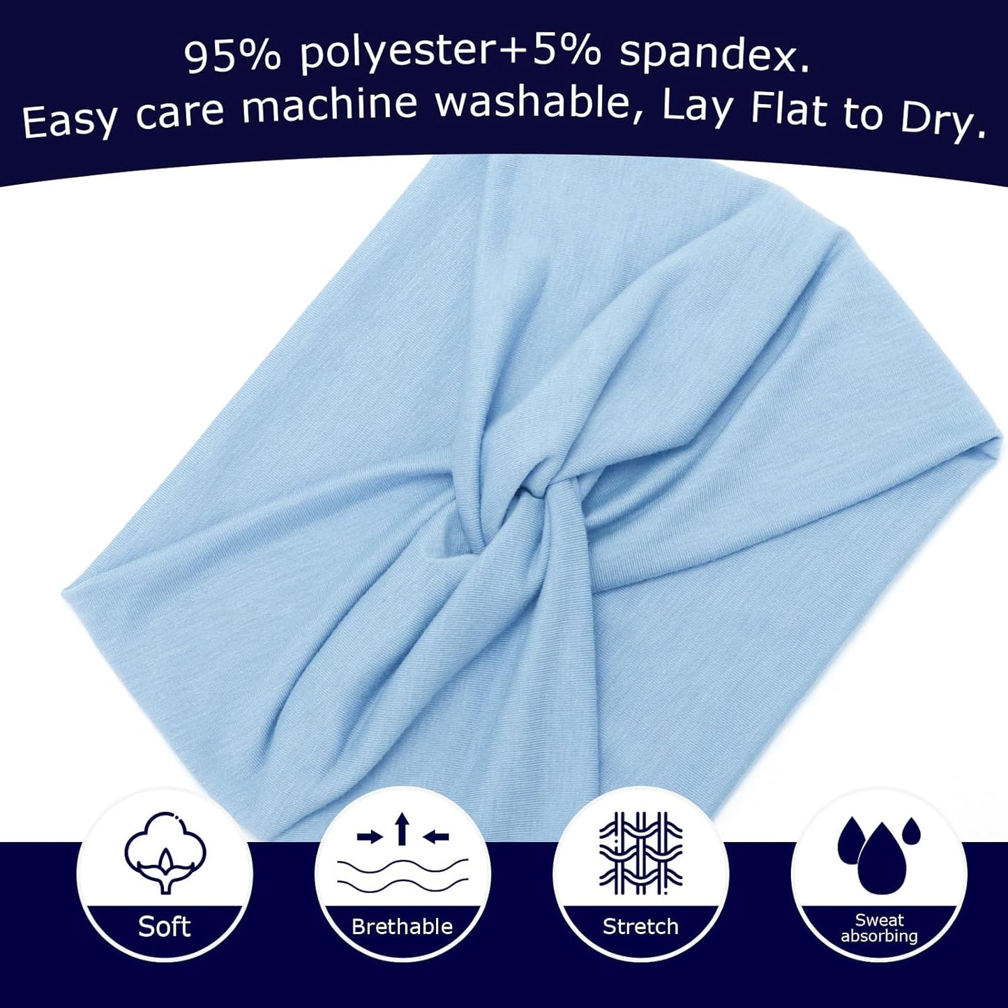 DRESHOW 4 Pack Turban Headbands for Women Wide Vintage Head Wraps Knotted Cute Hair Band Accessories