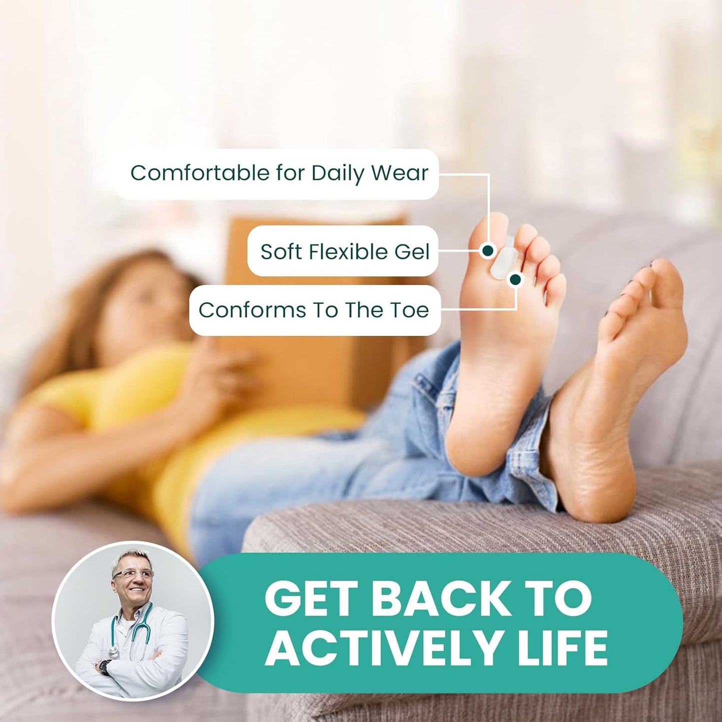 Welnove Upgraded Gel Toe Separators – 12-Pack Aloe Vera Extract Infused Silicone Toe Spacers for Straightening Overlapping Toes, Bunions, Calluses – Bunion Corrector for Men and Women (X-Large Size)