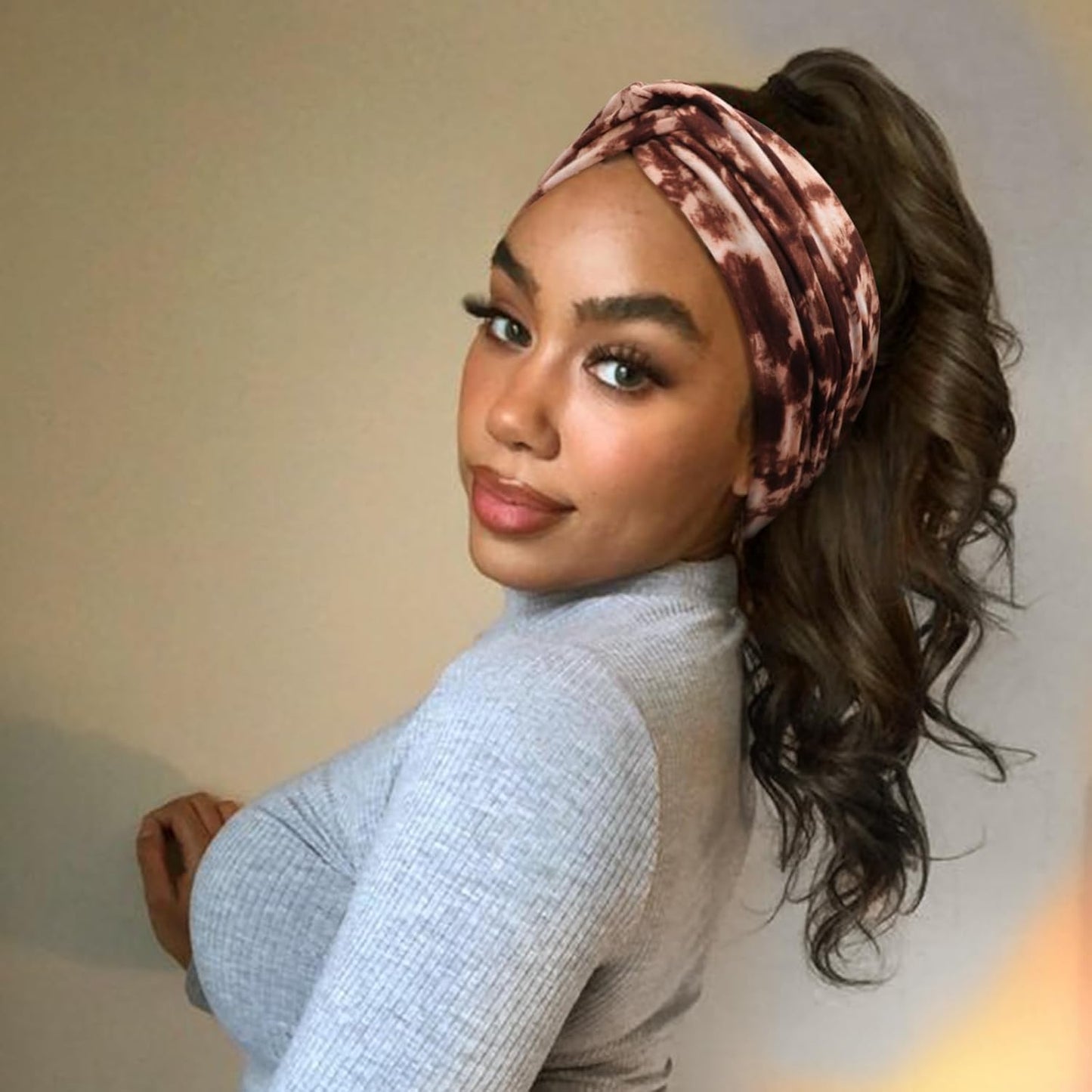 DRESHOW 4 Pack Turban Headbands for Women Wide Vintage Head Wraps Knotted Cute Hair Band Accessories