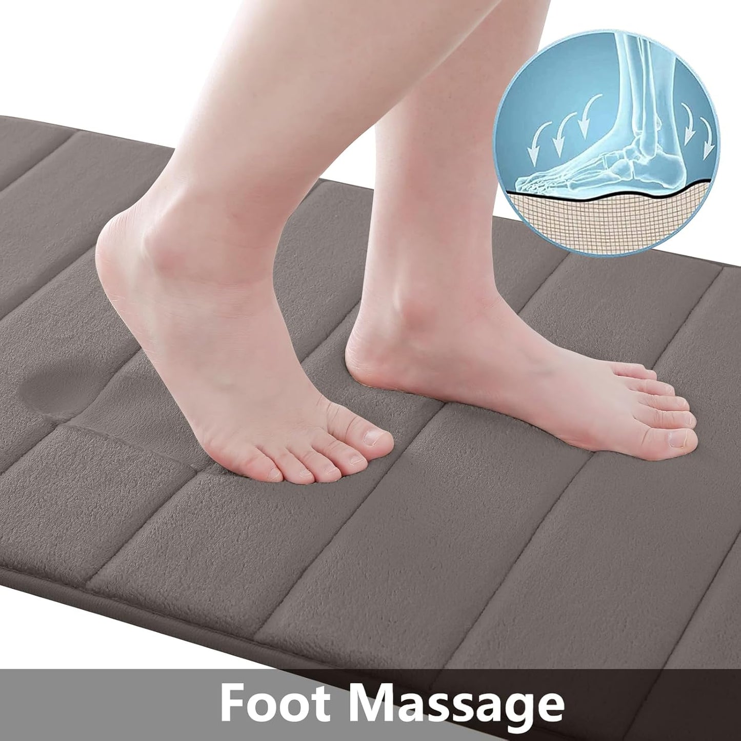 Buganda Memory Foam Bath Mat, 30" x 20", Ultra Soft and Non-Slip Bathroom Rugs, Water Absorbent and Machine Washable Bath Rug for Bathroom, Shower, and Tub, Taupe