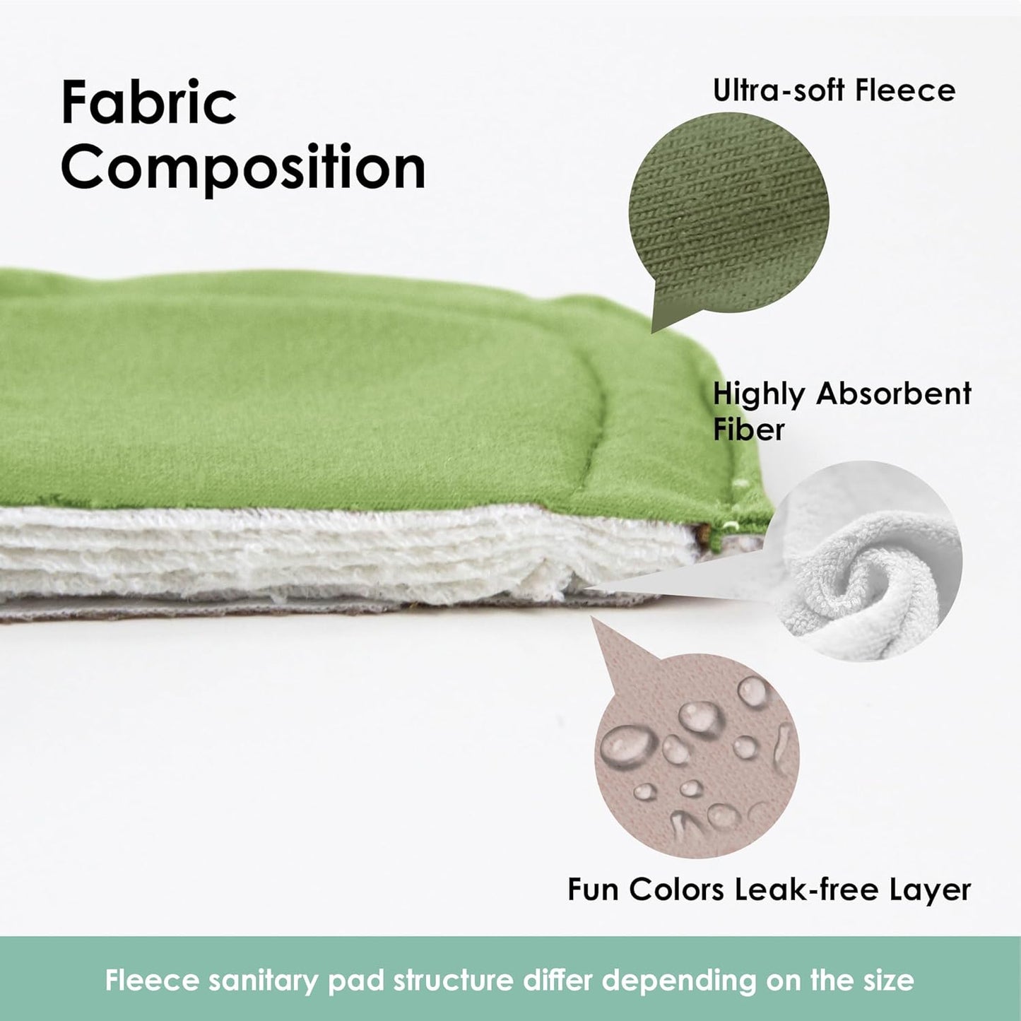 wegreeco 6 Pcs Reusable Menstrual Pads, Ultra Absorbent Cloth Pads for Heavy Flow, Sanitary for Teens, Women, Nonslip, Inner Mustard Yellow, Grey, Beige, Rose Gold Outer, S