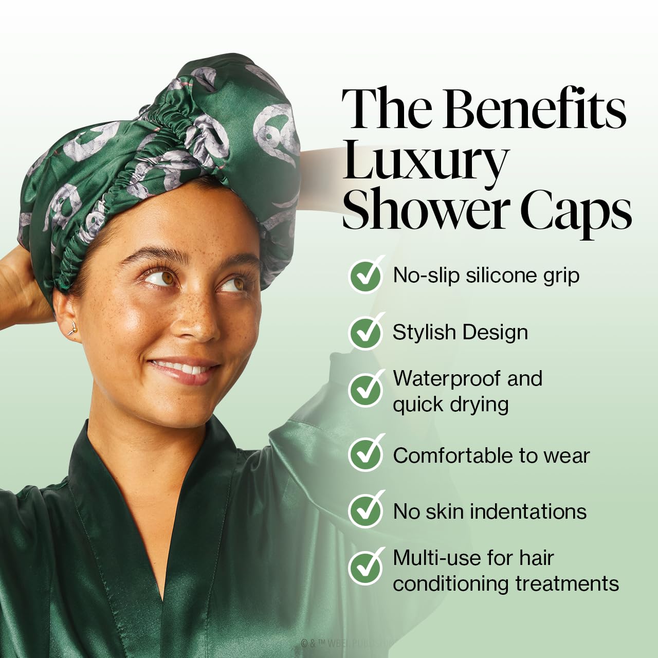 Kitsch x Harry Potter Satin Microfiber Hair Towel Wrap for Women - Super Absorbent, Quick Dry, Anti-Frizz, for Long & Short Hairs, Turbans for Women, Hair Wrap, Gifts for Mom - Slytherin