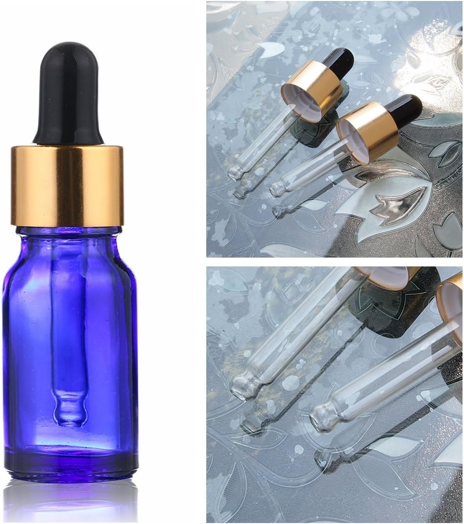 H&D HYALINE & DORA Glass Bottles for Essential Oils with Glass Eye Dropper And Rubber Bulb, 1/2 oz Capacity,Pack of 4