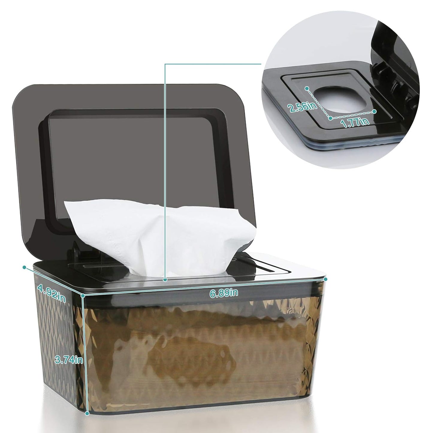 Wipes Dispenser, One-Handed Operation Wipe Holder for Baby & Adult, Seal-Designed Wipes Container for Bathroom Keep Diaper Wipes Fresh (Brown)