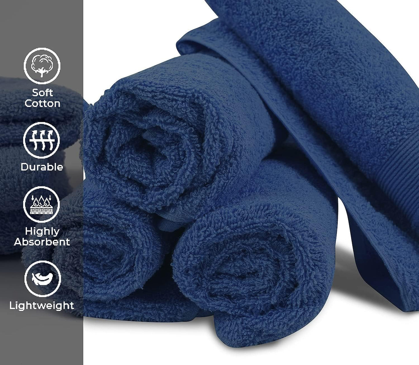 Premium Hand Towels Pack of 6 (16" x 30”) 100% Combed Ring Spun Cotton | Highly Absorbent Hand Towels Set | Ultra Soft for Home, Gym & Spa (Sky/Navy)