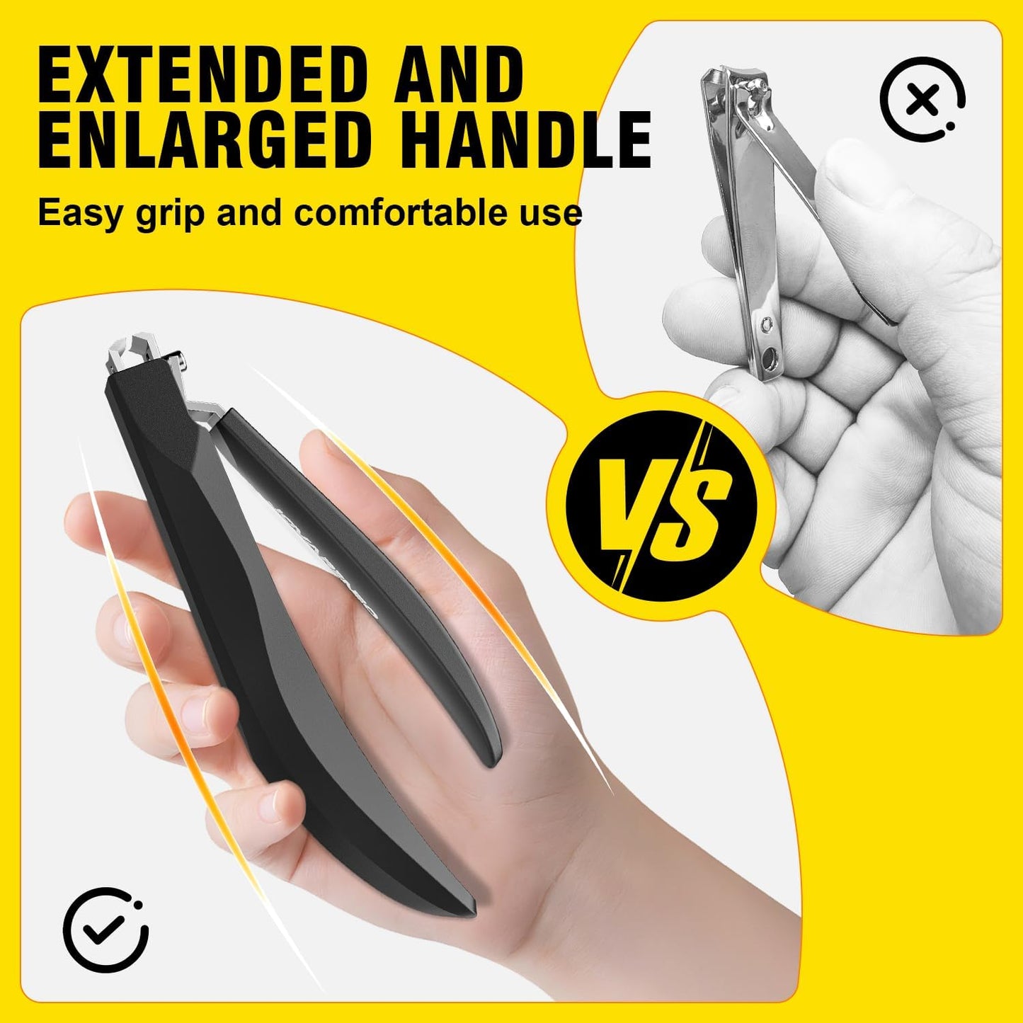 Nail Clippers for Men with Catcher, Anti Splash Self-Collecting Finger Nail Clippers Adult with Ergonomics Long Handle, Heavy Duty Large Toenail Clippers for Thick Nails for Seniors Nail Cutter