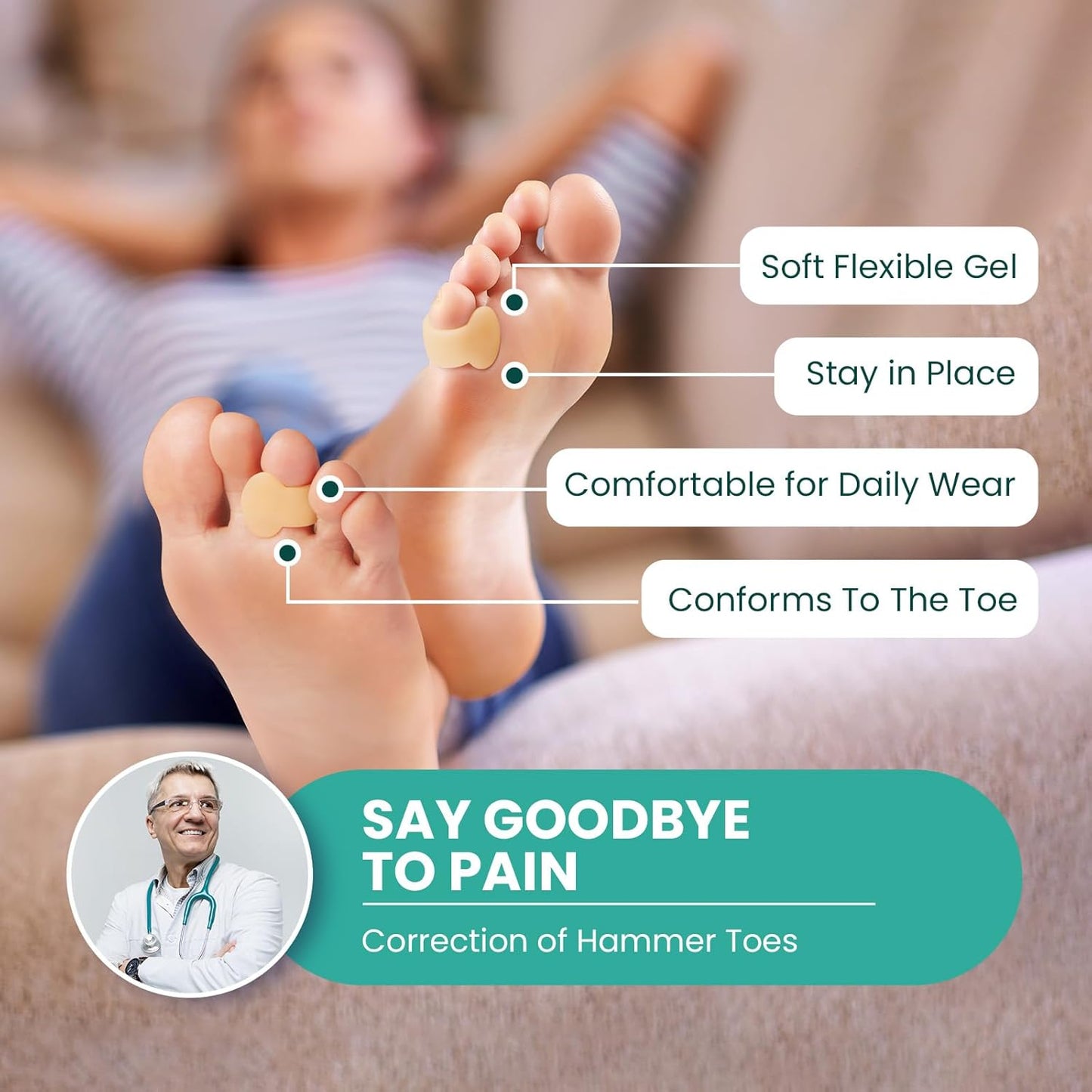 Welnove Gel Toe Separator - 8 Pack Pinky Toe Spacers - Little Toe Cushions, Small Sleeves for Preventing Rubbing & Reducing Pressure (Beige)