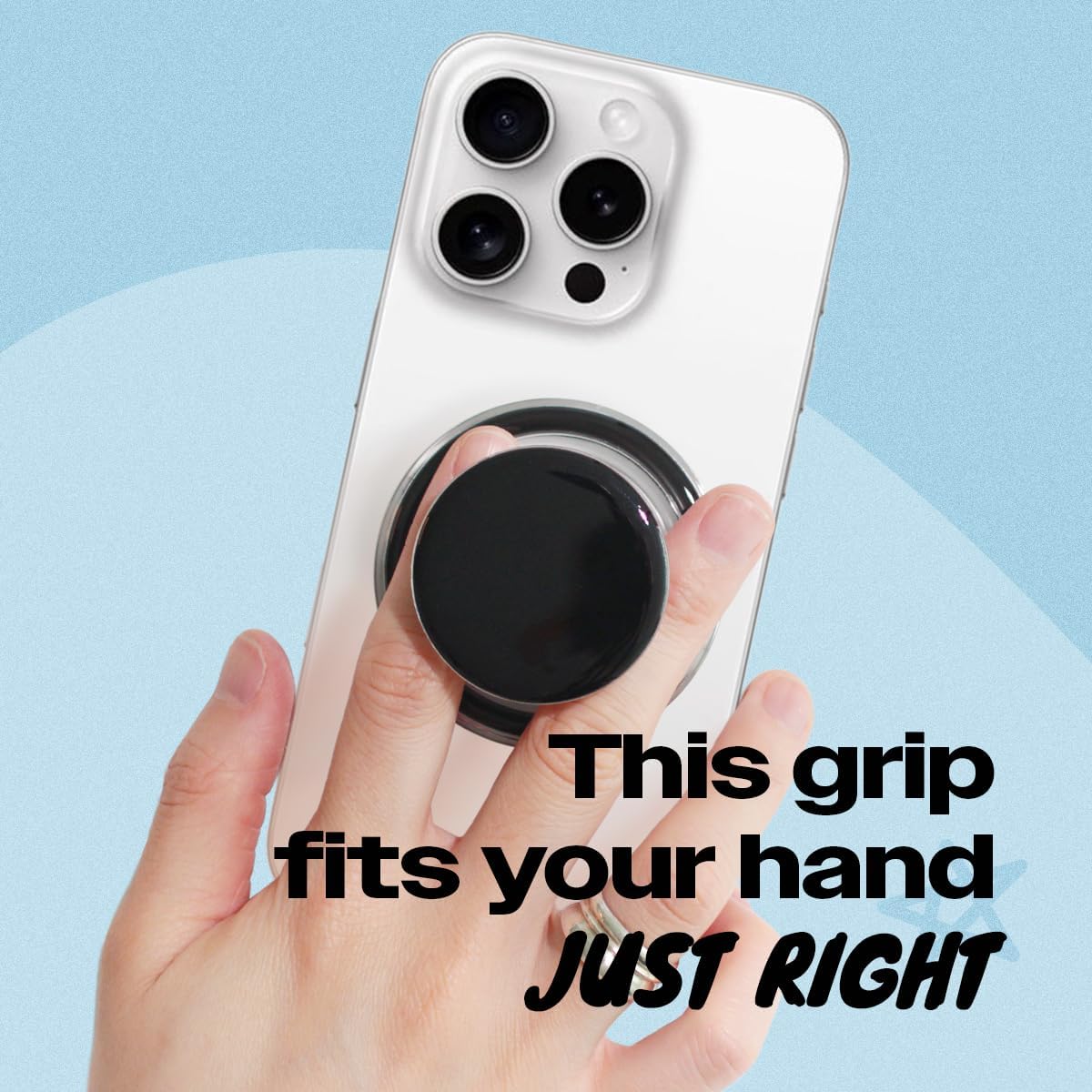 OnTheGrip Cute Solid Macaron Color Round Shape Collapsible Mobile Phone Grip Stand Holder for Smartphone Tablet Cell Phone Accessory (Black)