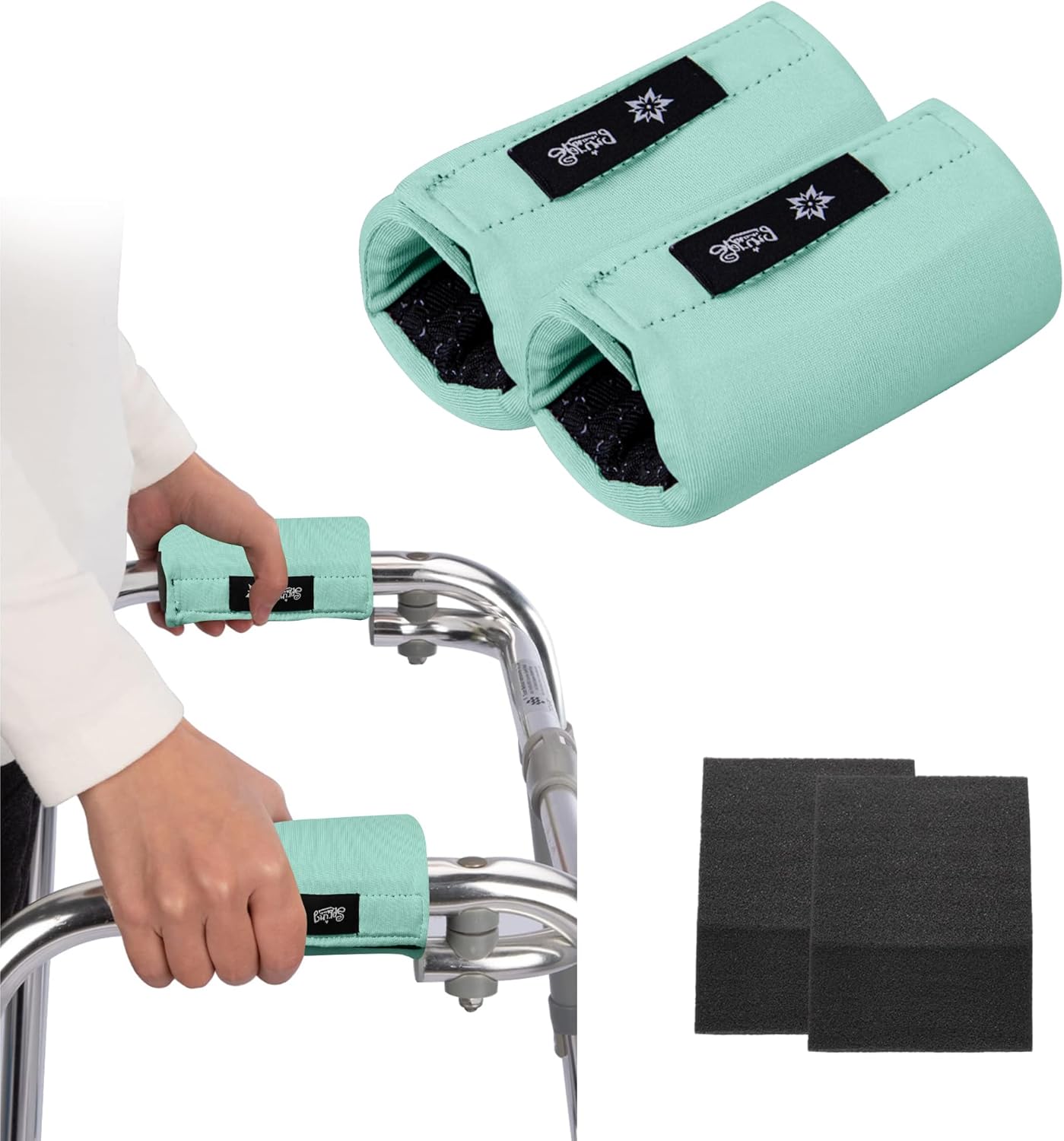 Spring Seaon Universal Walker Handle Padded -Hand Grip (2 Pack) Covers Non-Slip Cushion Padding for Folding Rolling Walker,Rollator Handle-Crutch Handle Pad Grips- Mobility Aid