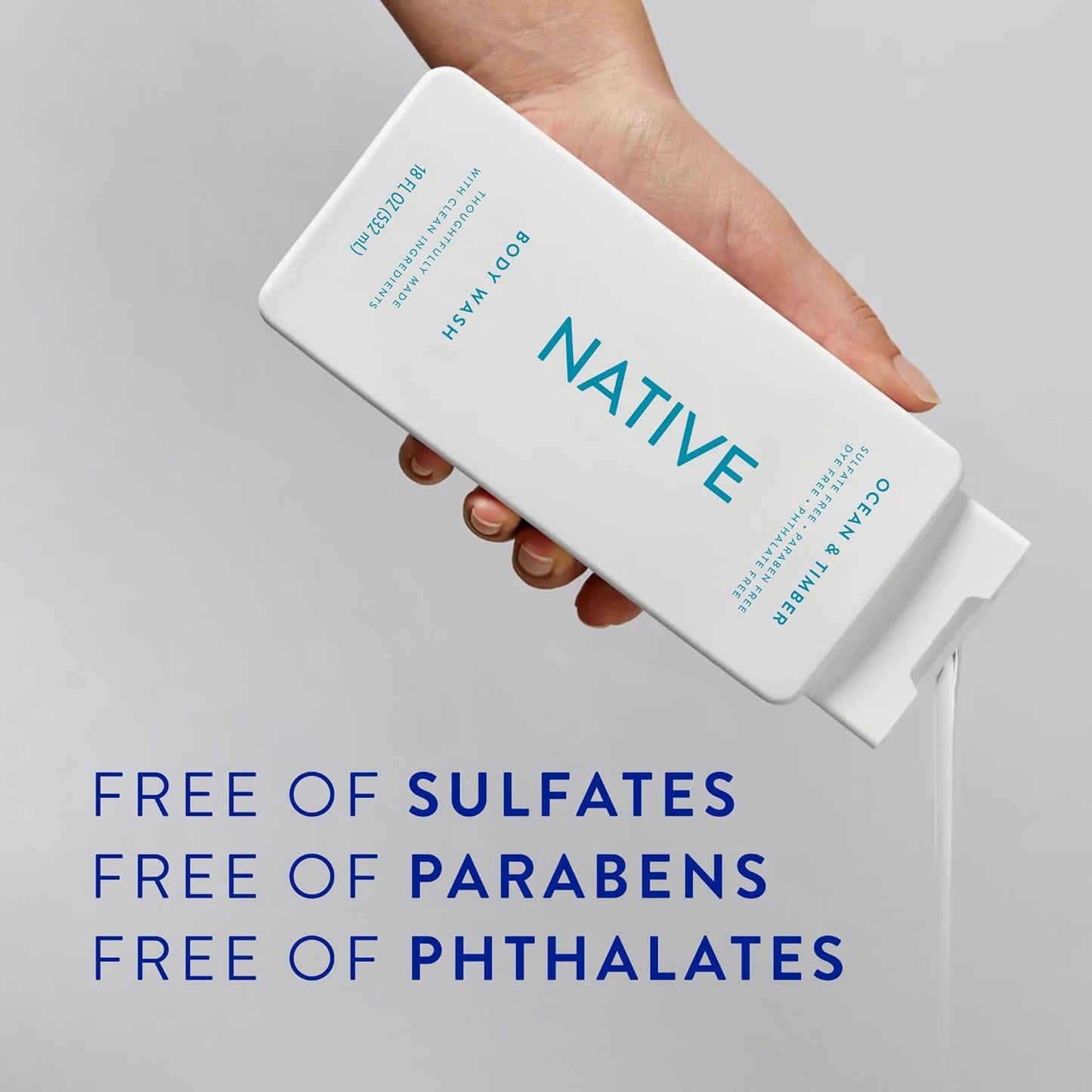 Native Body Wash Contains Naturally Derived Ingredients | For Women & Men, Sulfate, Paraben, & Dye Free Leaving Skin Soft and Hydrating | Ocean & Timber 18 oz - 2 Pk