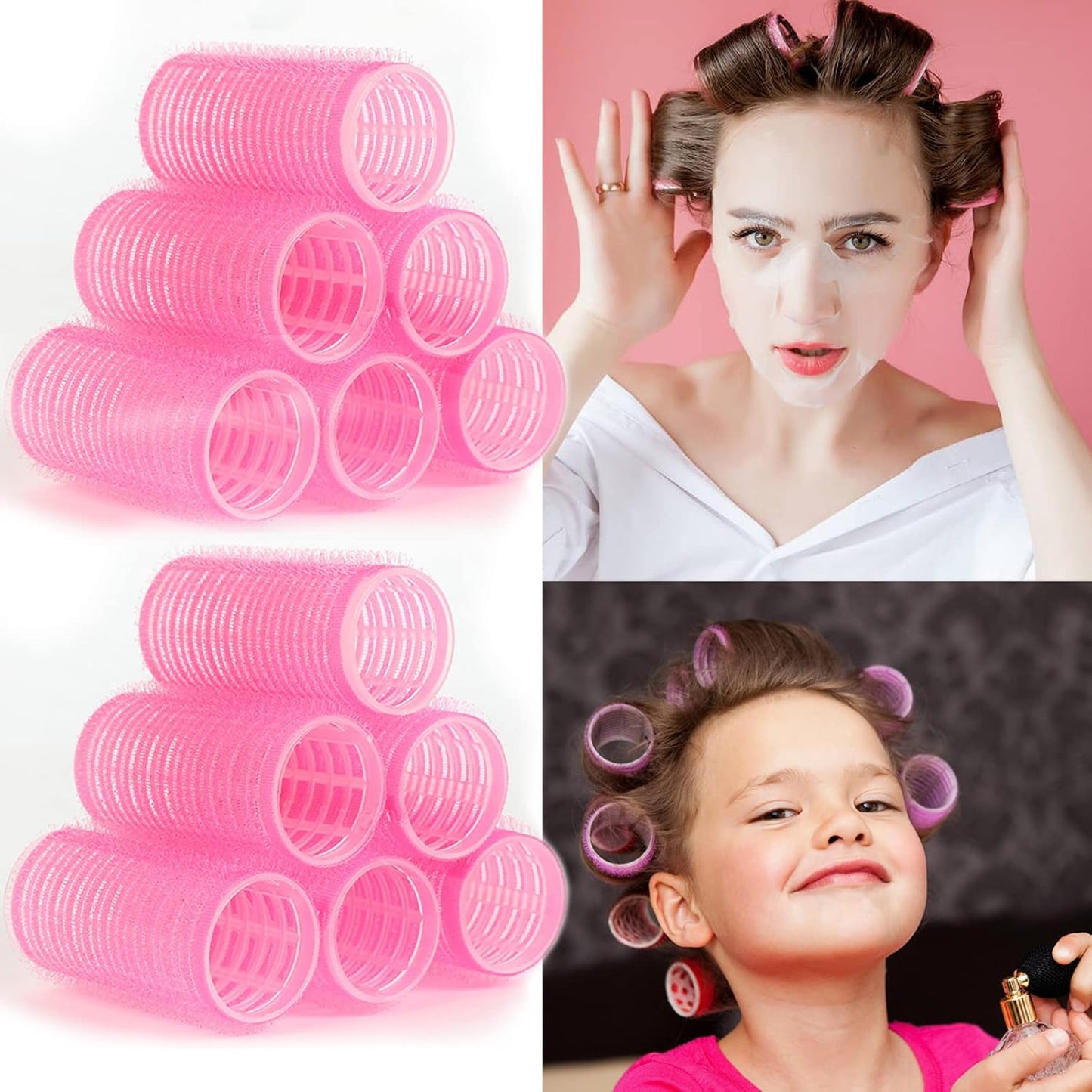 Hair Rollers, 12 Pack Salon Hair Dressing Curlers, Self Grip Hair Roller Sets, Hair Curlers, DIY Curly Hairstyle, Colors May Vary, Small