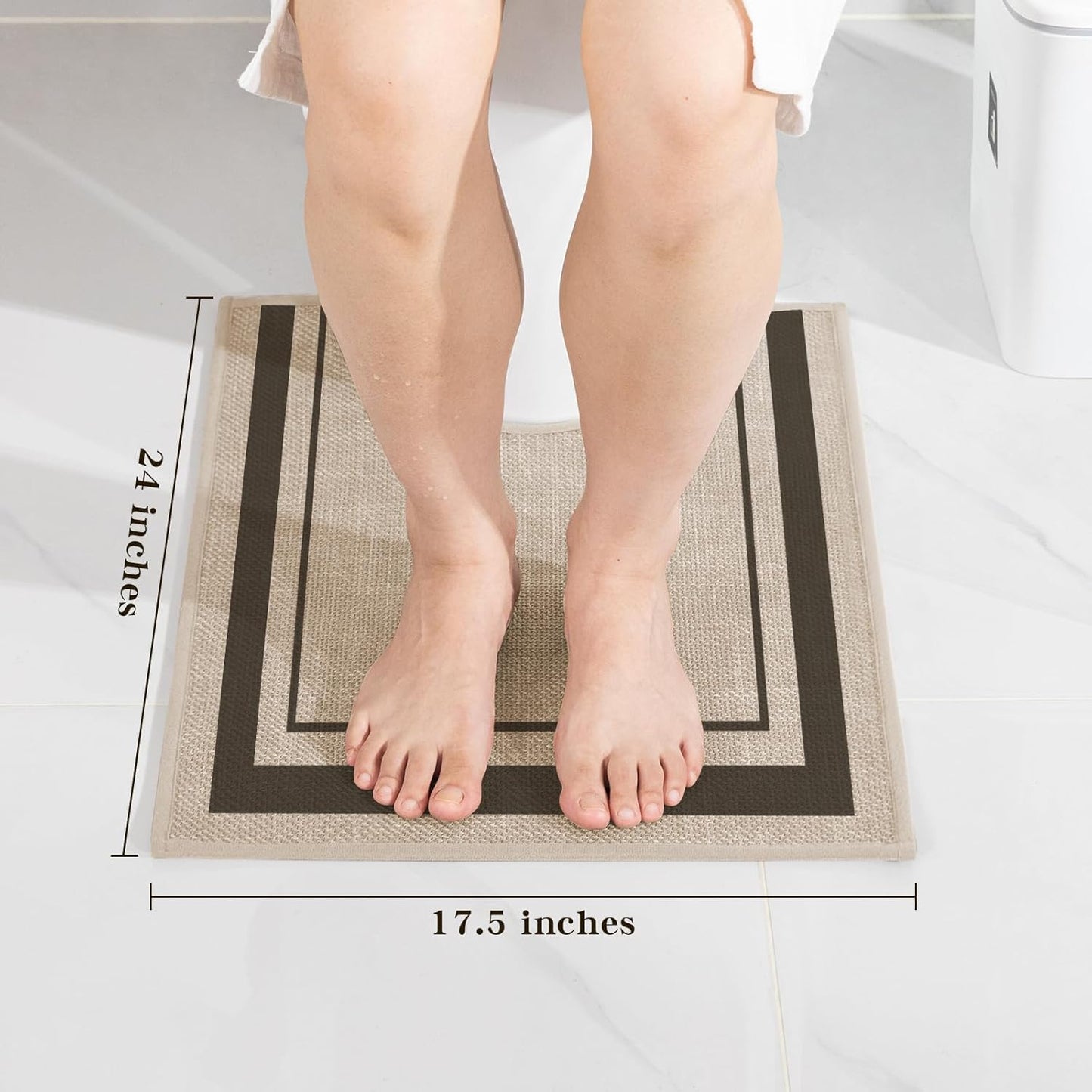 chakme Bathroom Rugs Mat U-Shaped 24x17, Ultra Thin Non Slip Bath Mat Small Quick Dry Absorbent Bath Mat for Bathroom Floor, (Light Beige, U-24"x17")