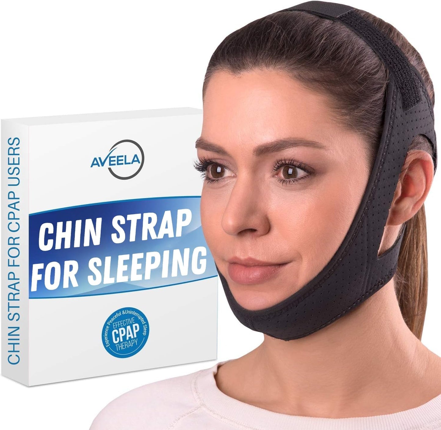 AVEELA Chin Strap for Sleeping | 3 Sizes Anti Snoring Chin Strap, Anti Snoring Device for Men and Women | Double Airflow Jaw Strap, Stop Snoring Solution Chin Strap - Medium Chin Strap for CPAP Users
