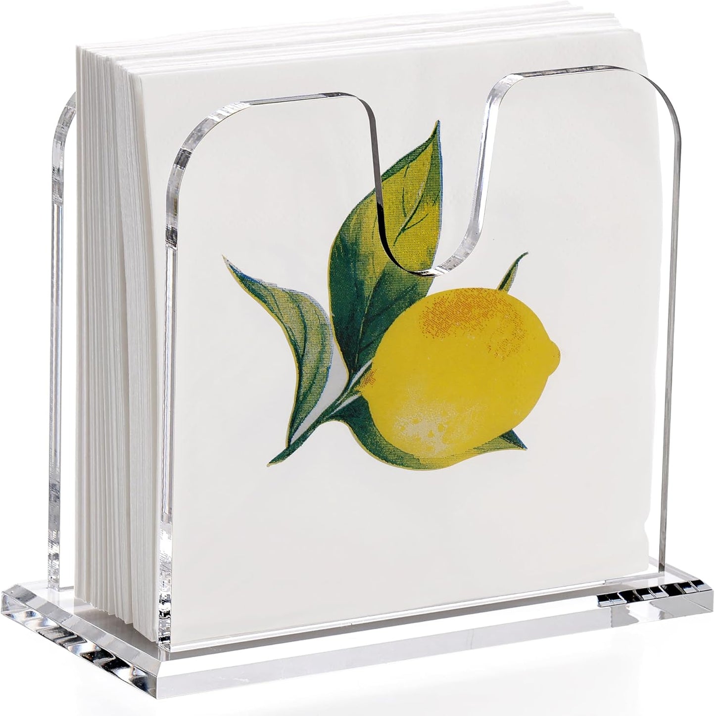 DINGHUO Acrylic Cocktail Napkin Holder for Table, (5" x 5") Clear Beverage Napkin Dispenser with 8mm Thickened base, Large Capacity Napkin Box for Kitchen, Restaurant, Bar, Dinner, Home Decor