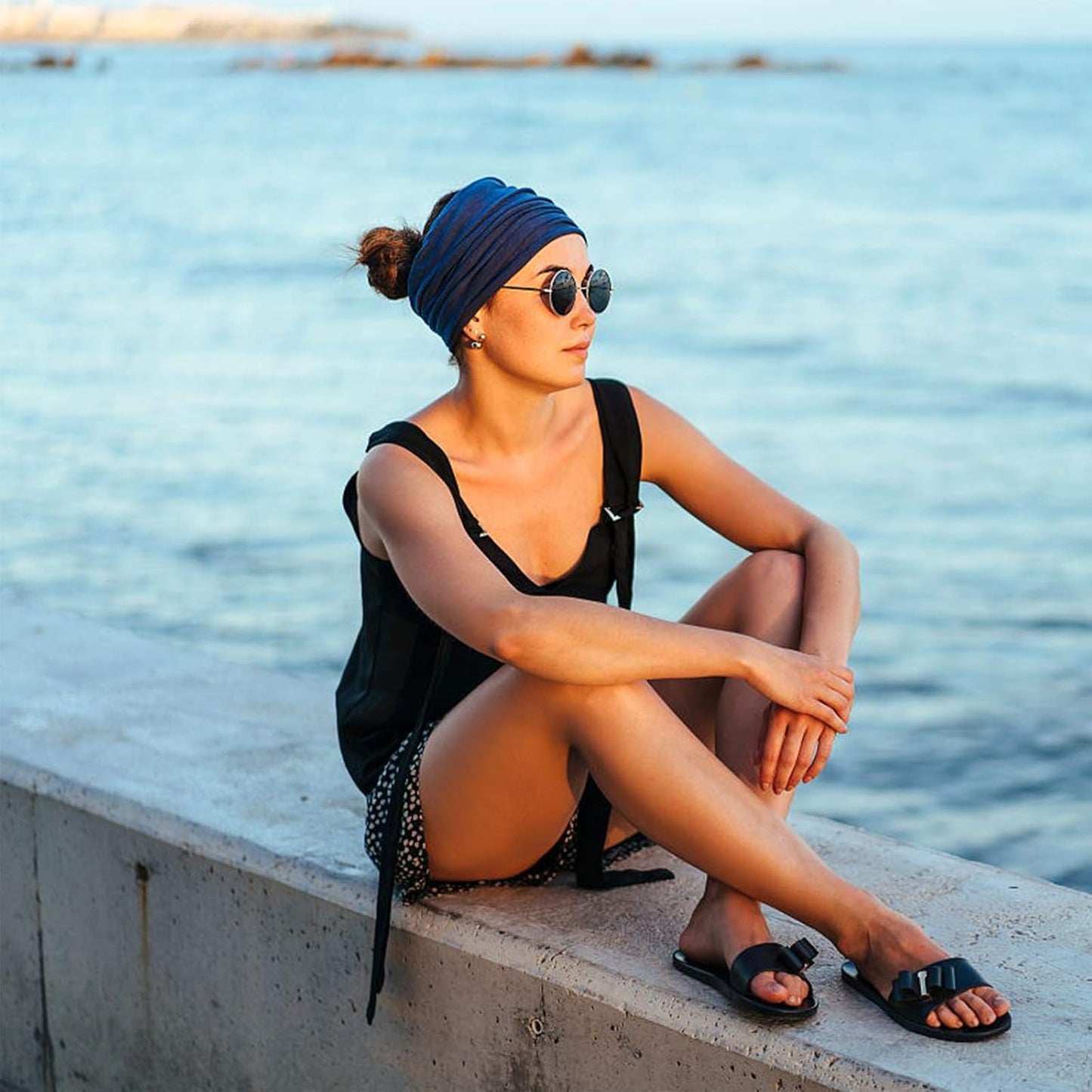 DRESHOW 4 Pack Turban Headbands for Women Wide Vintage Head Wraps Knotted Cute Hair Band Accessories