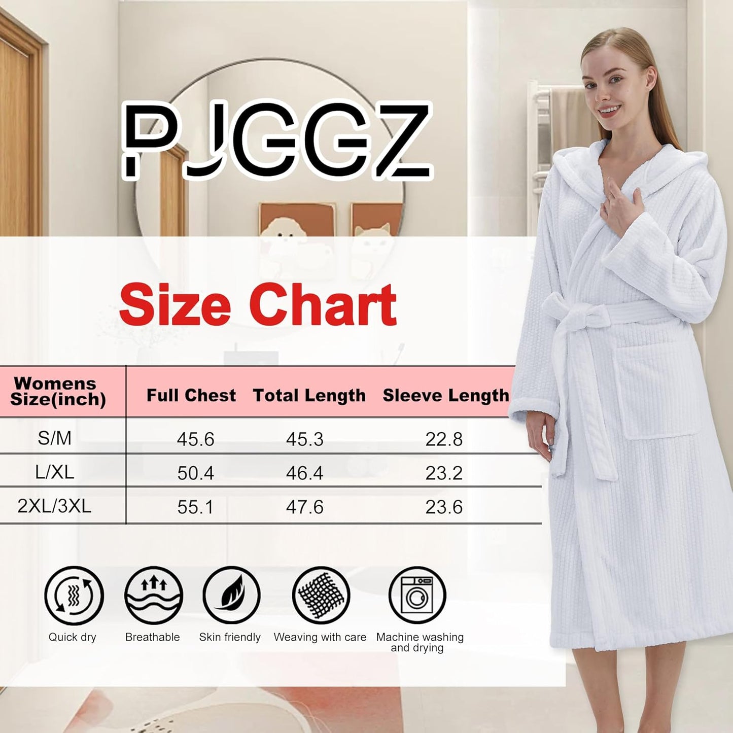 Hooded Bathrobes for Women, Soft Long Towel Robes for Women - Quick Dry yet Warm