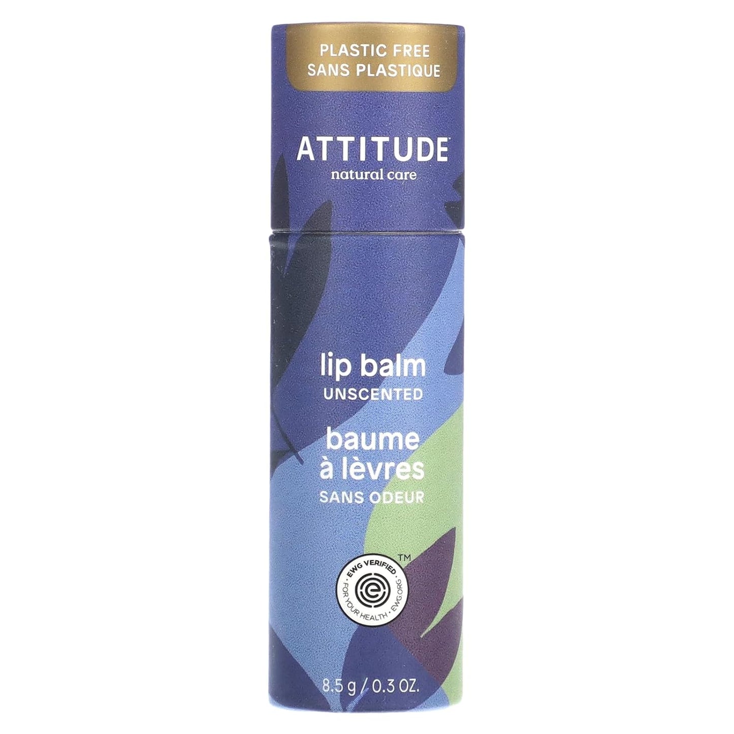 ATTITUDE Lip Balm, Natural Origin, Nourishes & Protects, Shea Butter, Coconut & Castor Oils, EWG Verified, For Dry Lips, Men and Women, Vegan, Unscented, 0.3 Oz