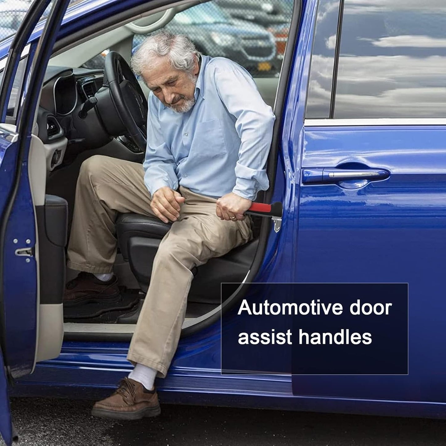 5 in 1 Vehicle Support Handles Elderly Portable Automotive Door Assist Handles Multifunction Car Handle for Elderly and Handicapped (Red-1PCS)
