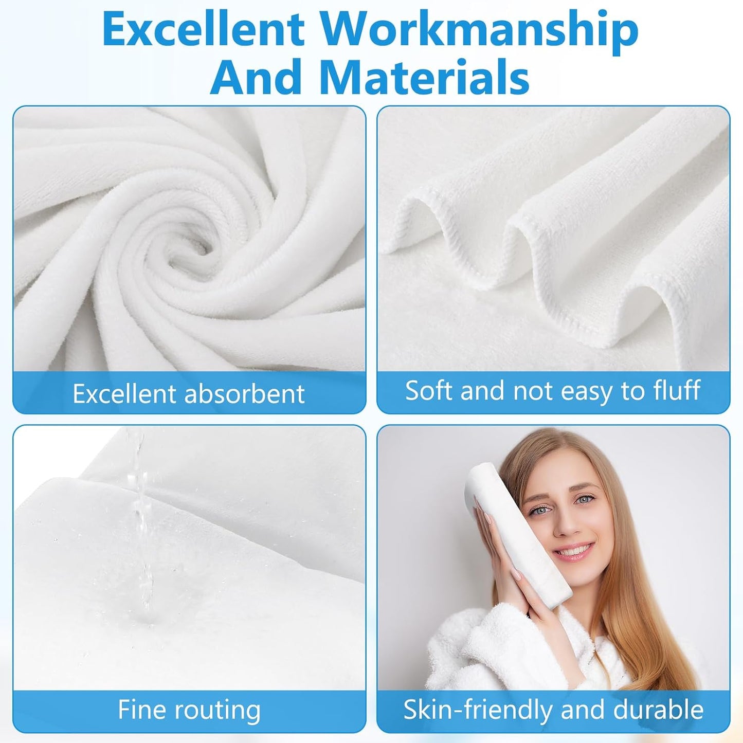 8 Pack Microfiber Bath Towels Bulk 27'' x 60'' Oversized Size Bath Towel Highly Absorbent Extra Large Soft Drying for Shower Beach Salon Winter Sport Spa Gym (Simple,White)