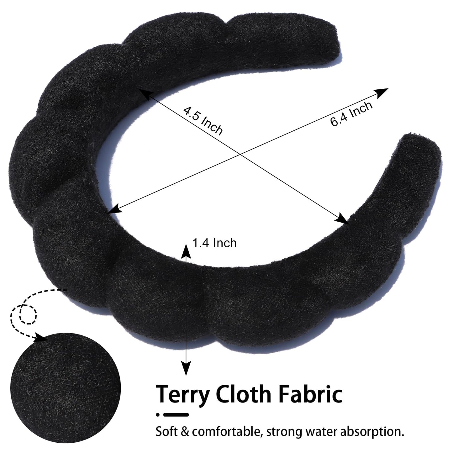 Spa Terry Cloth Headbands - Facial Makeup, Skin Treatment, Face Wash Masks