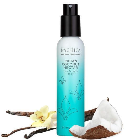 Pacifica Indian Coconut Nectar Hair Mist Perfume & Full Body Spray for Women - Body Mist Fragrance w/Tiare, Sugar, Vanilla, Almond & Amber Clean Beauty Alcohol-Free, Vegan & Cruelty-Free, 5 Oz