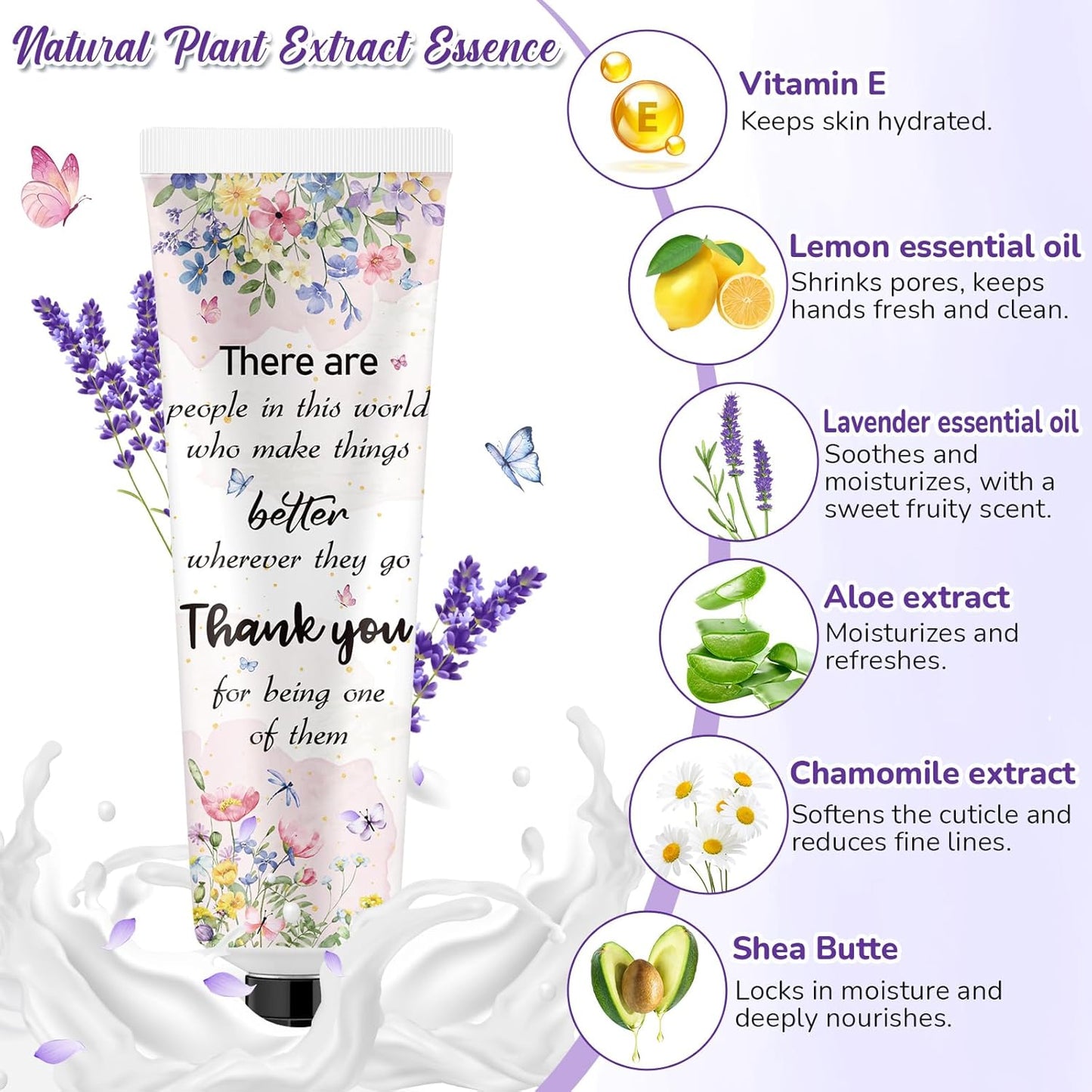 48 Sets Appreciation Thank You Hand Cream Bulk Baby Shower Favors Gifts Bridal Thank You Hand Cream for Guests Travel Size Lotion with Organza Bags