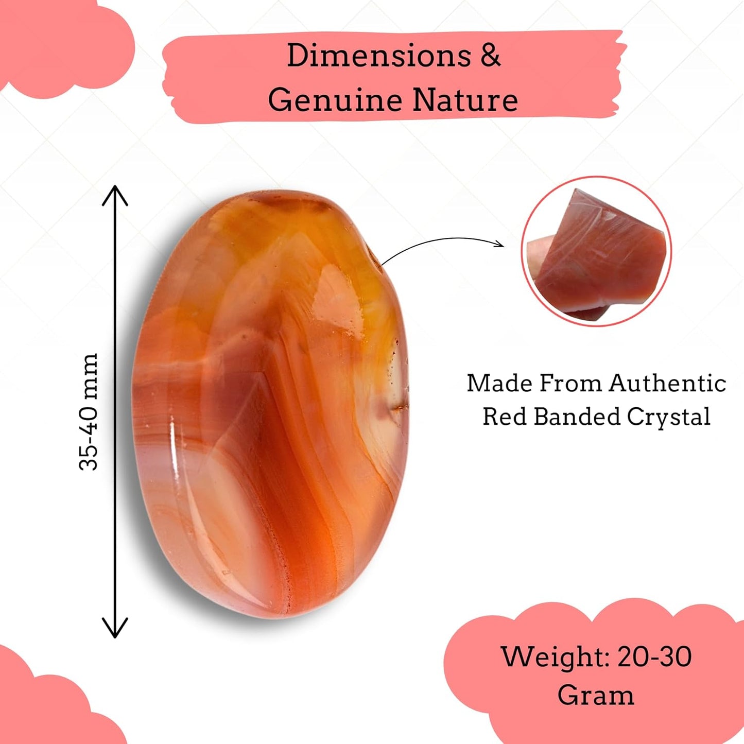 Red Onyx Worry Stones – Crystal Thumb Worry Stone for Anguish, Stress – Relaxing & Soothing Balance Stones for Meditation, Relief – Healing Stones & Crystals for Men, Women