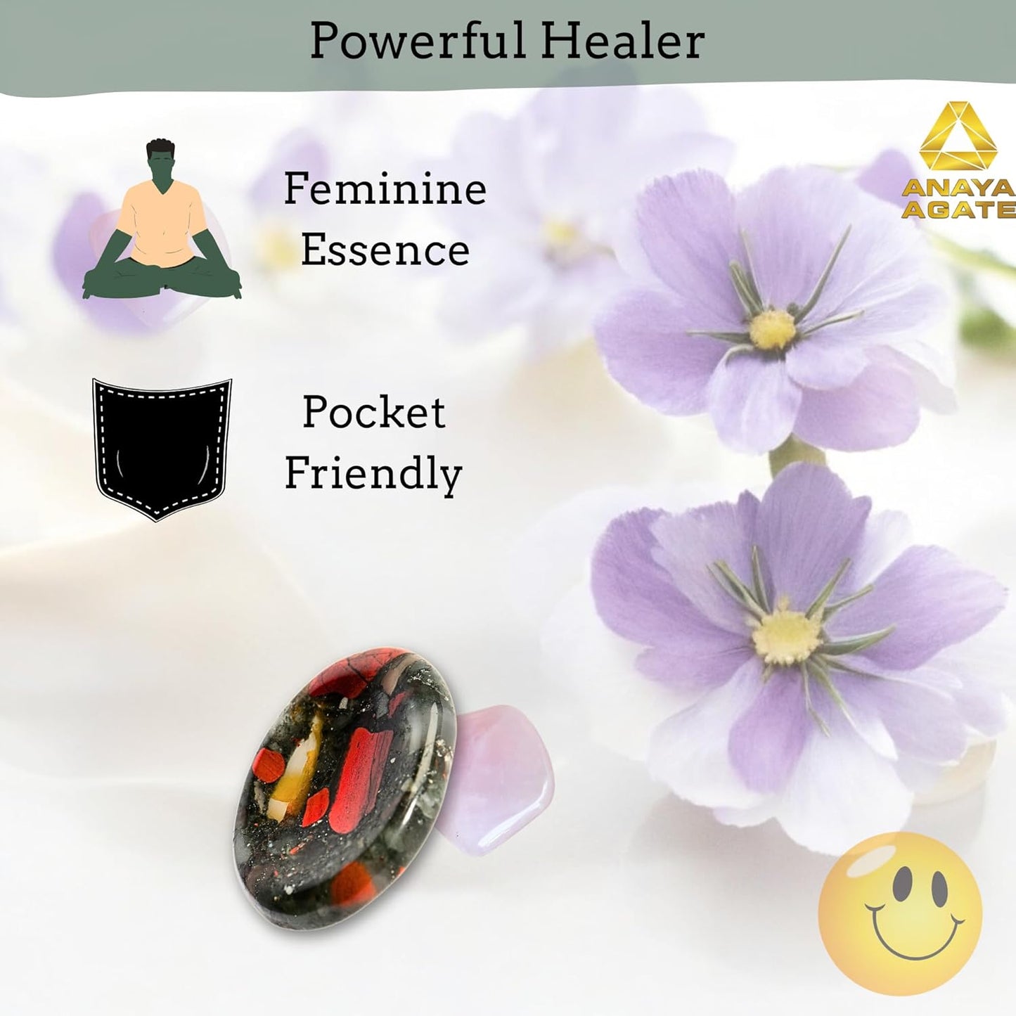 African Bloodstone Worry Stones – Crystal Thumb Worry Stone for Anguish, Stress – Relaxing and Soothing Balance Stones for Meditation – Healing Stones and Crystals for Men and Women