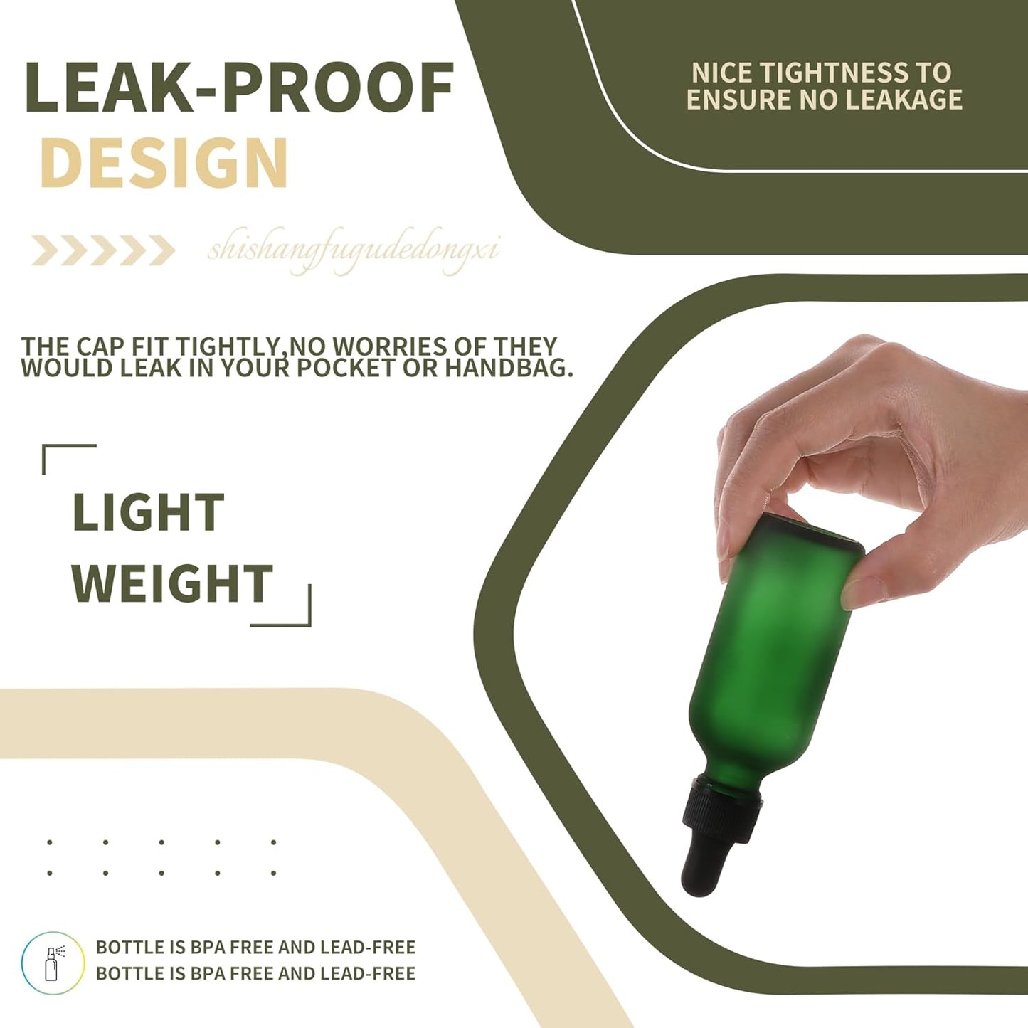 2oz Glass Dropper Bottle,Preety Texture Tincture Bottles with Precise Scales Eye Droppe,for All Kinds Of Mixed Liquids,Leak-Proof Design for Easy Travel (Green Frosted-48Pack)