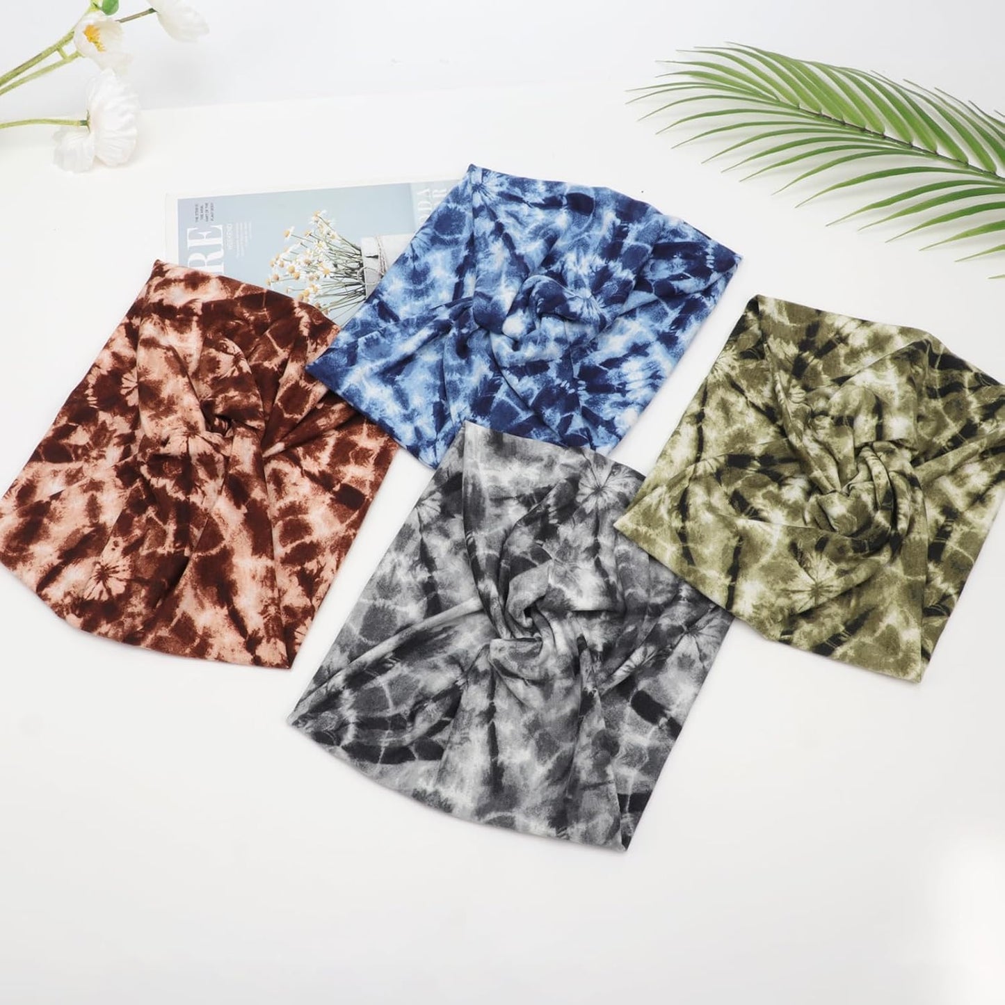 DRESHOW 4 Pack Turban Headbands for Women Wide Vintage Head Wraps Knotted Cute Hair Band Accessories