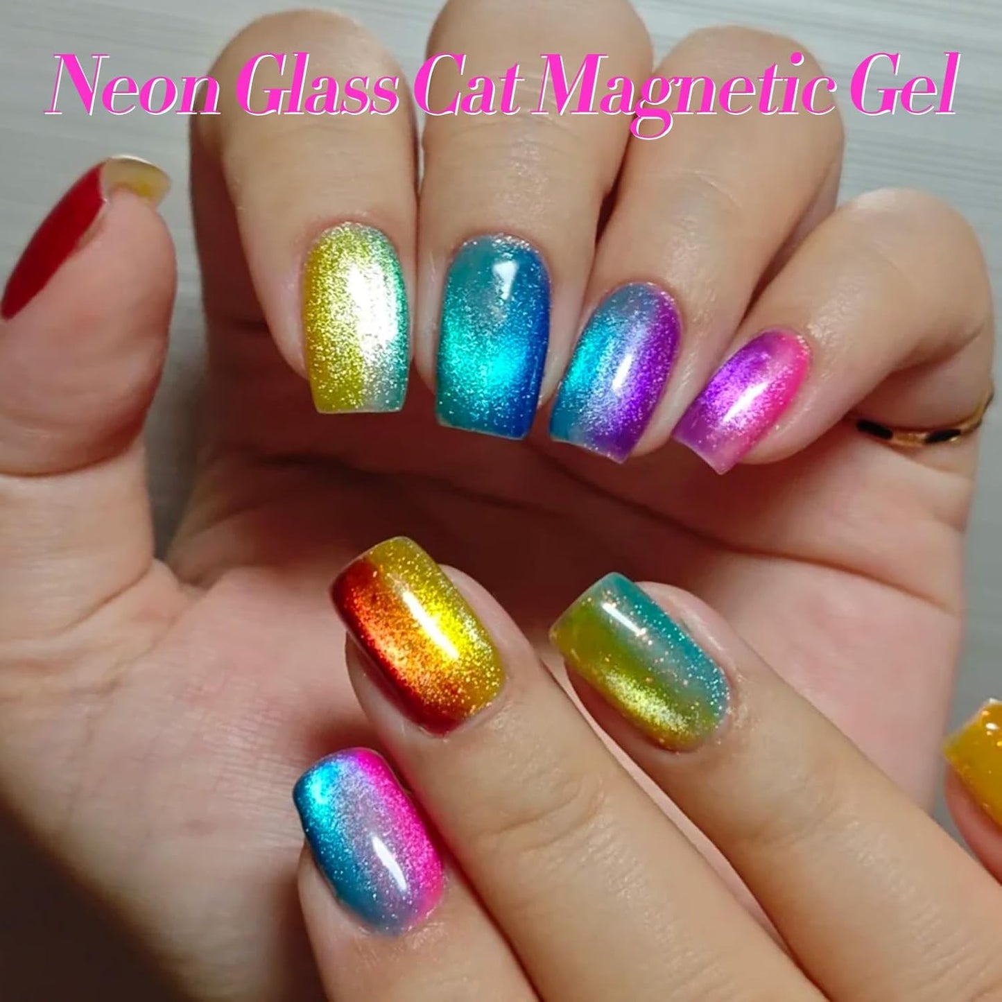 Born Pretty Cat Magnetic Eye Gel Nail Polish Neon Glazed Glass Crystal Magnetic Gel Spring Summer Yellow Green Pink Blue Purple Translucent Gel Polish Set Manicure Nail Art DIY at Home
