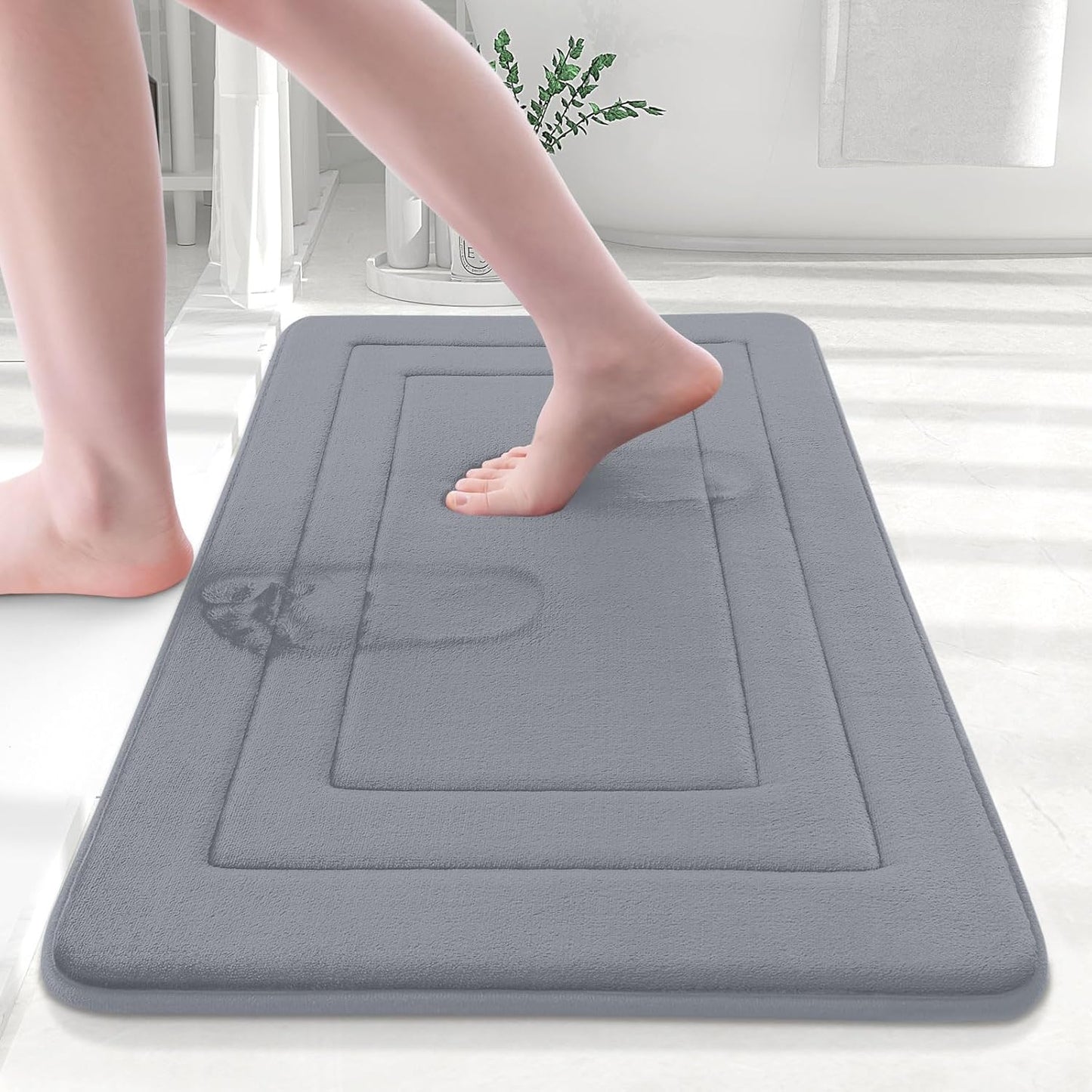 Arotive Memory Foam Bathroom Rug Mat 30x20, Ultra Soft and Absorbent Bath Mat, Machine Wash Dry, Comfortable Bath Rug Carpet for Bathroom Floor, Tub and Shower, Medium Grey