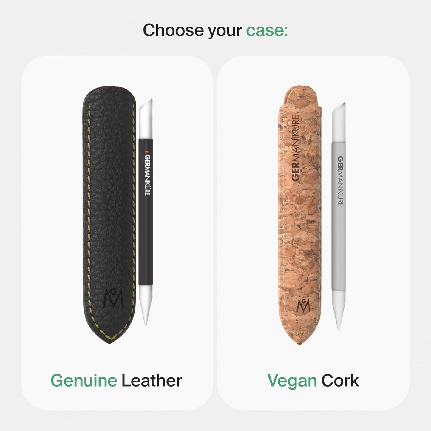 GERMANIKURE Black Glass Cuticle Stick in Cork Sleeve - Ethically Made in Czech Republic - Cuticle Pusher & Remover, Callous & Dry Skin Fingertip File, Nail Shaper