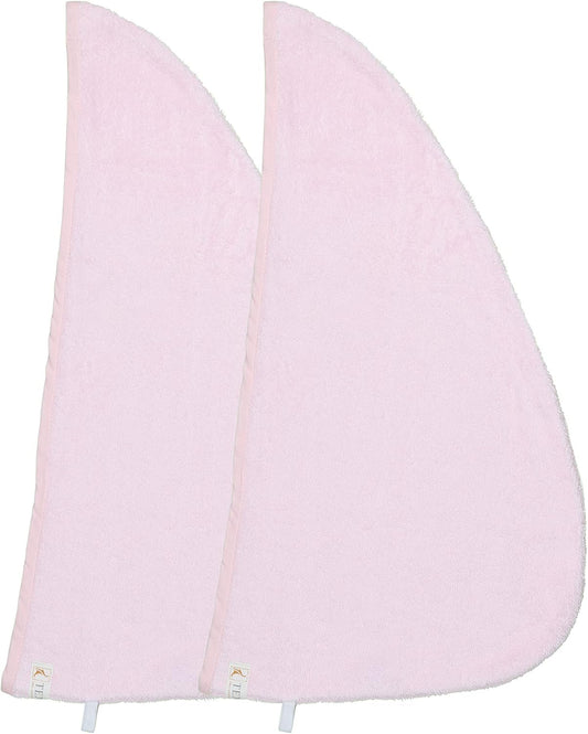 Texere Women's Bamboo Viscose Hair Towel (Tya, Barely Pink/Rose Red 2 PK, U)