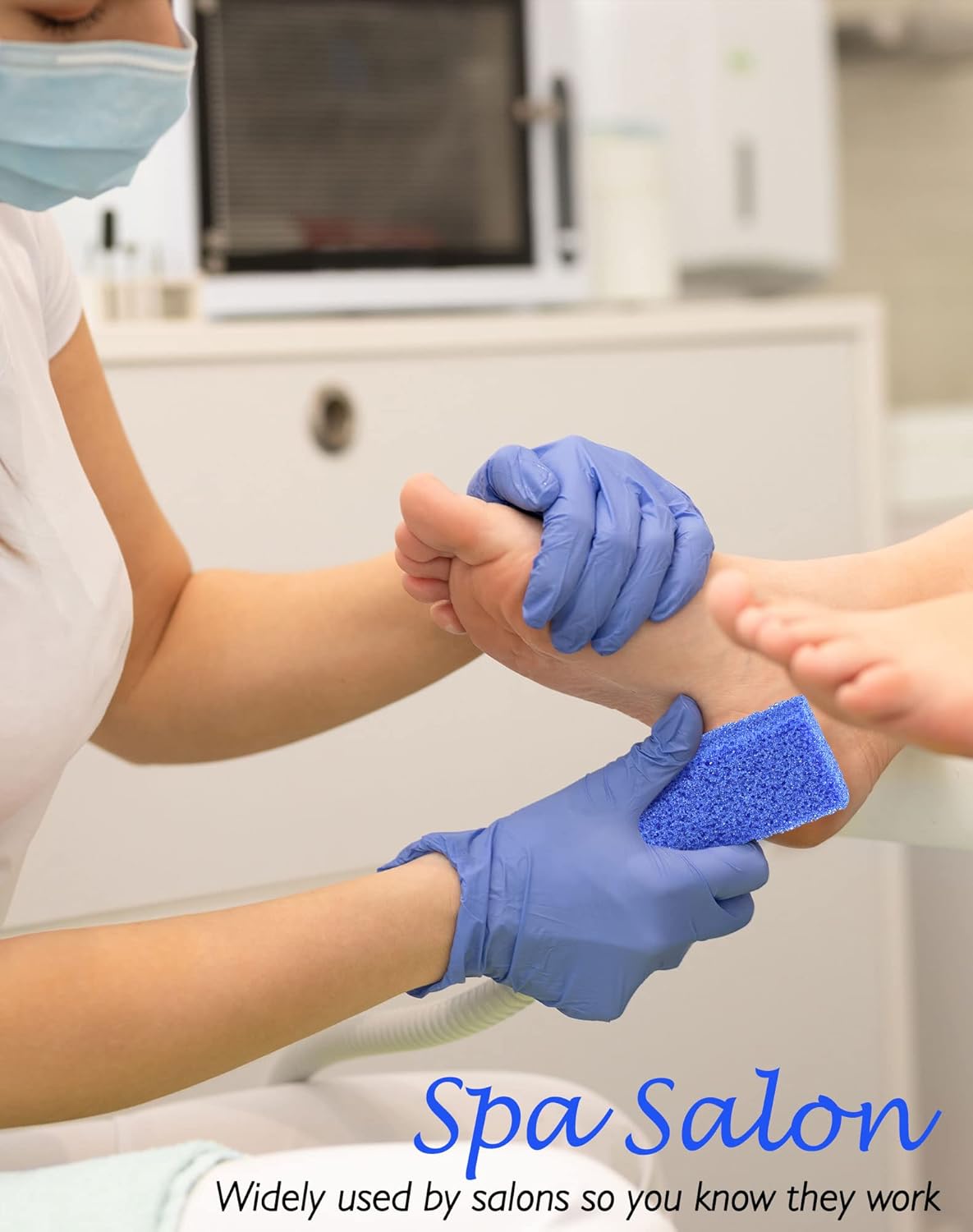 Maryton Disposable Foot Scrubber Pumice Pads, Pedicure Pumice Stone Dead Skin Callus Remover for Feet, 40Pcs (Dark Blue Coarse)