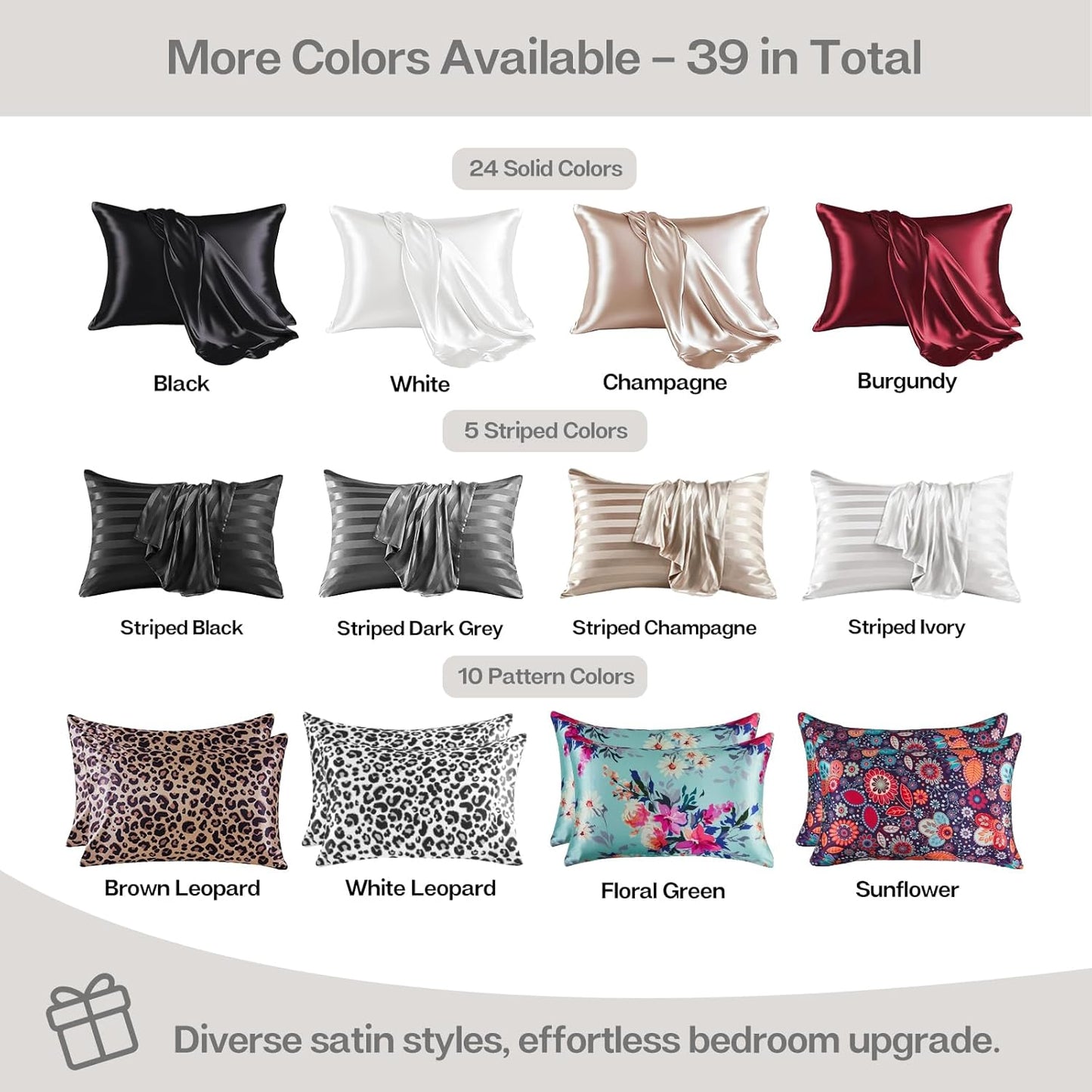 MR&HM Satin Pillowcase for Hair and Skin, Silk Satin Pillowcase 2 Pack, Queen Size Pillow Cases Set of 2, Silky Pillow Cover with Envelope Closure (20x30, Ivory)