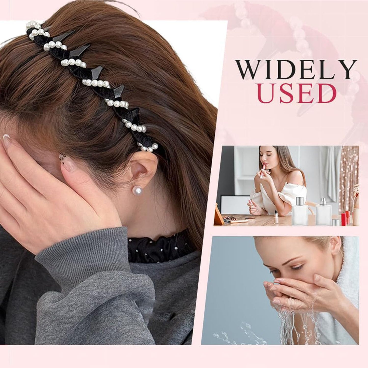 3 Pack Vintage High Cranium Artificial Hairband,Zig Zag Headbands,High Cranium Artificial Pearl Hairband,Earl Hairbands, Say Goodbye To Flat Hair Top For Women Girls(One Size)