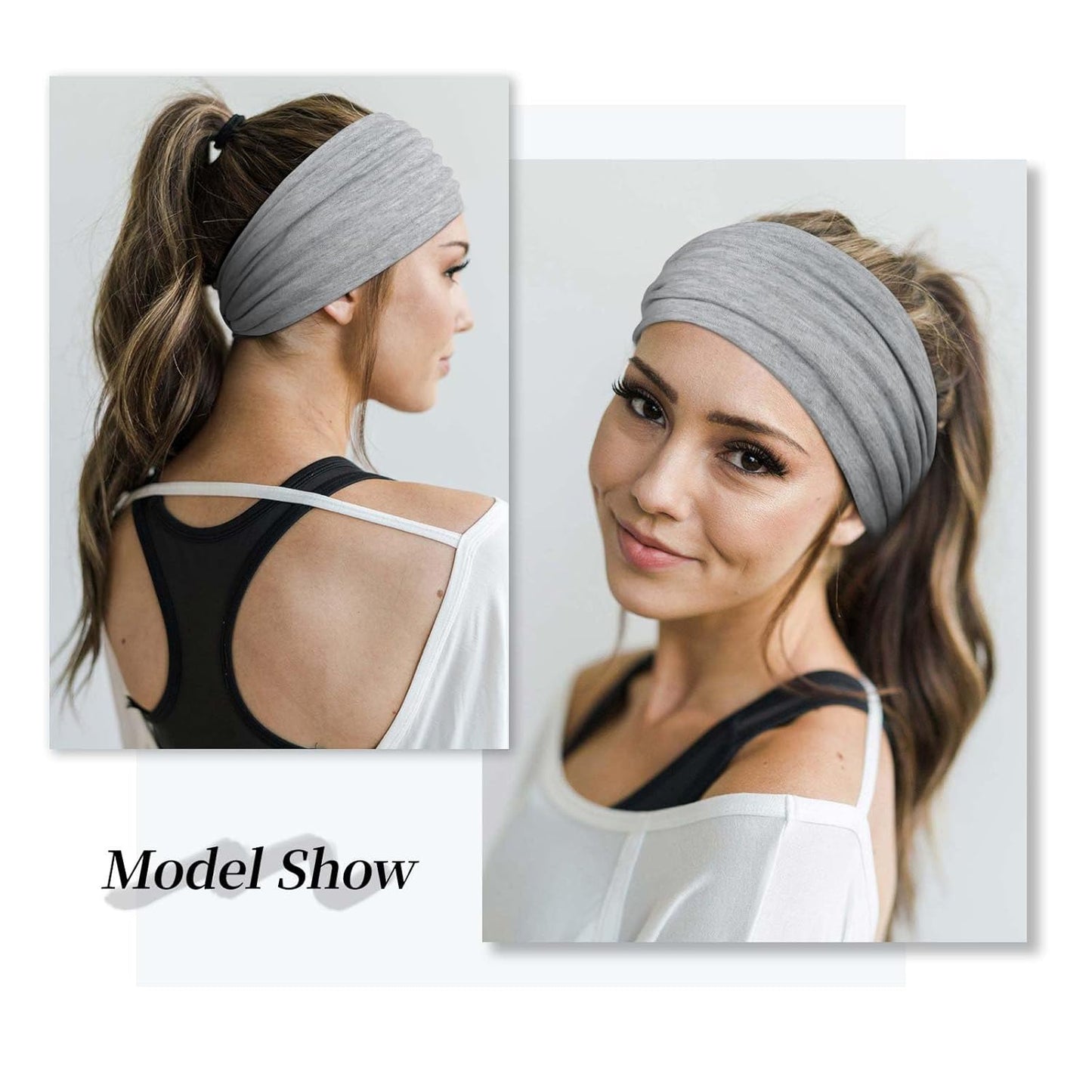 Huachi 4 Packs Wide Headbands for Women Pink Stylish Head Wraps Summer Boho Thick Hairbands Large African Sport Yoga Turban Headband Hair Accessories, Solid Color