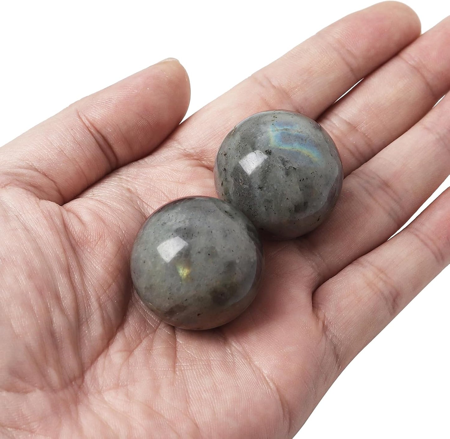 Hand Exercise Balls 30mm for Women - Set of 2 Natural Crystal Stone Spheres - Finger Joint Relief & Stress Relax, Perfect Size for Women's Hands, Moonstone